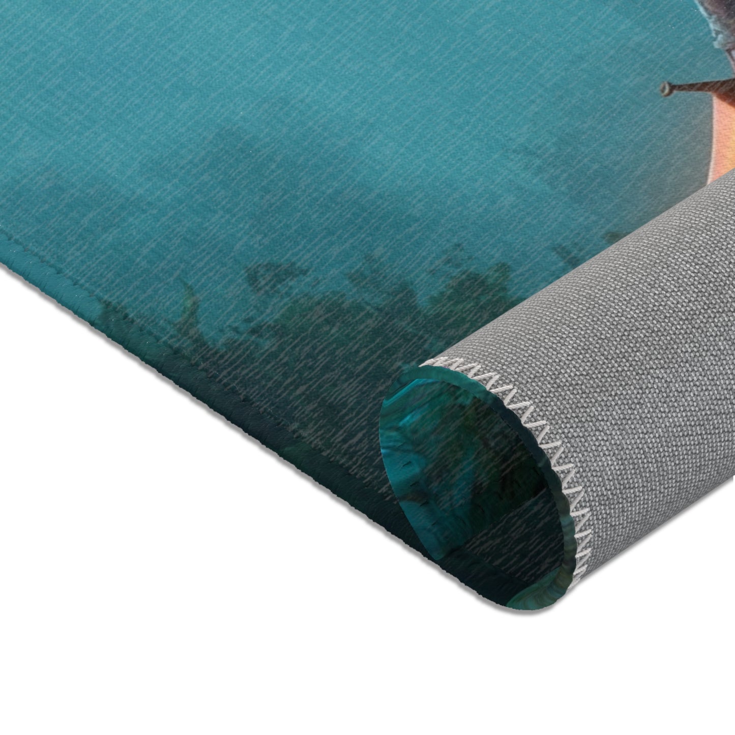 Elven Sentinel Area Rug – Twilight Grove with Glowing Blade