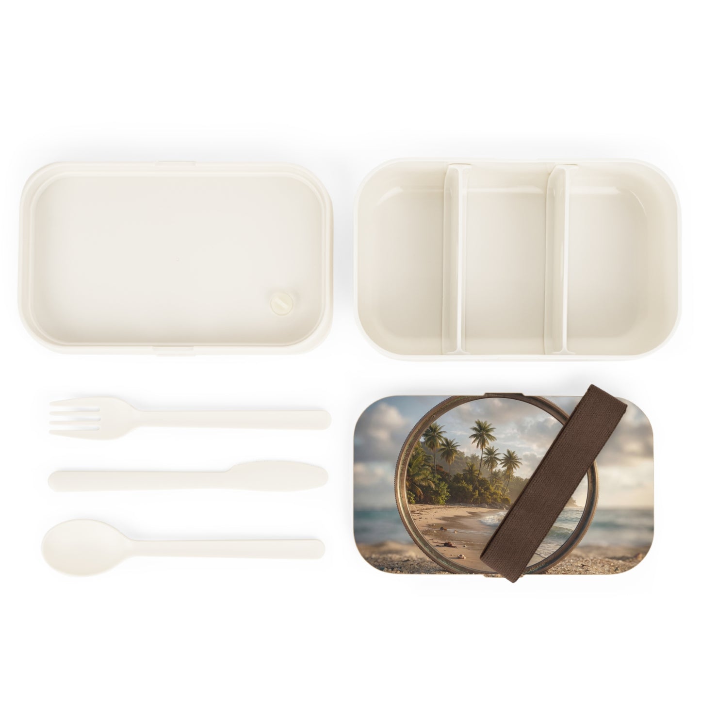 Tropical Mirage Bento Lunch Box – Seaside Serenity Through a Lens