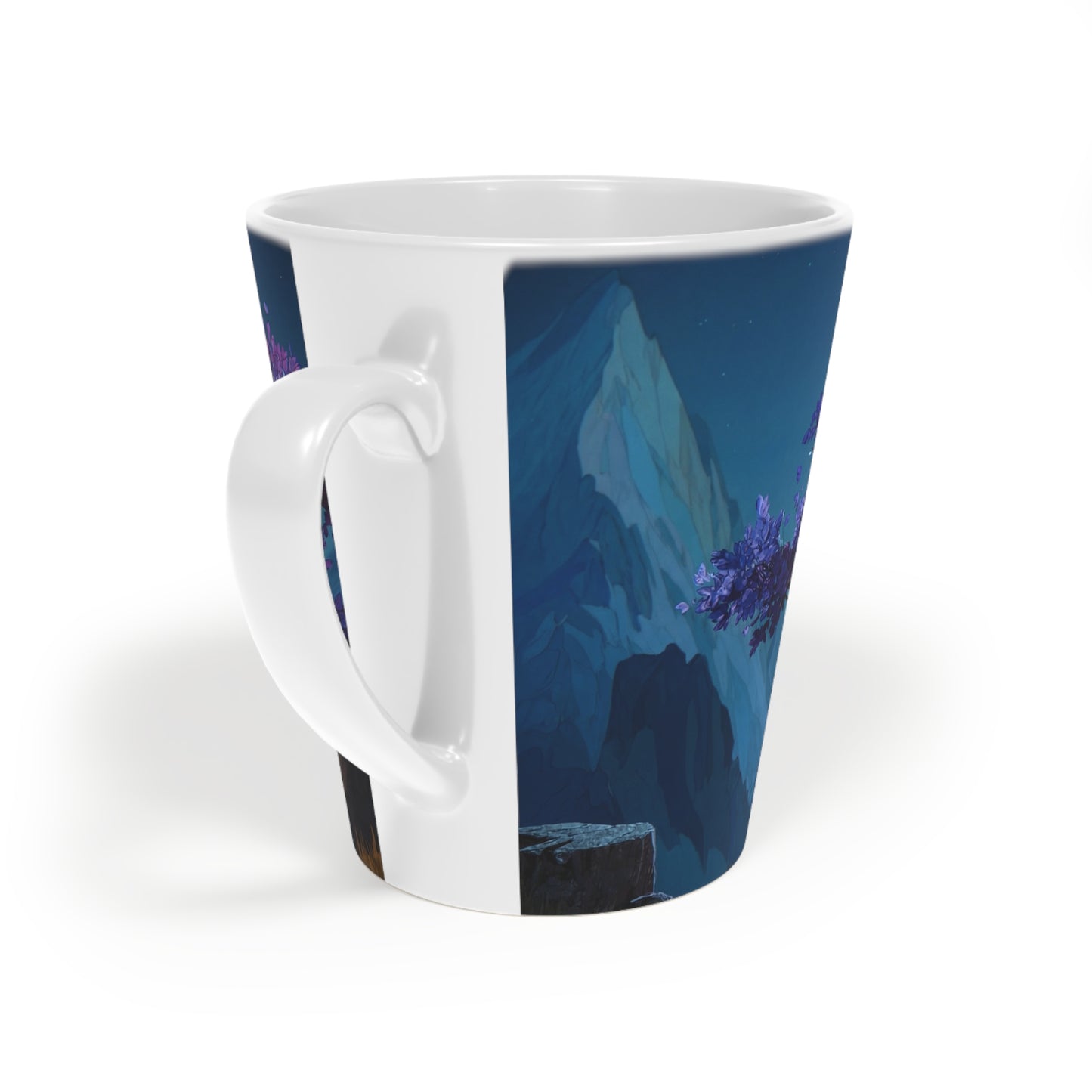 Starlit Twilight Tree Latte Mug – Bioluminescent Forest Glow