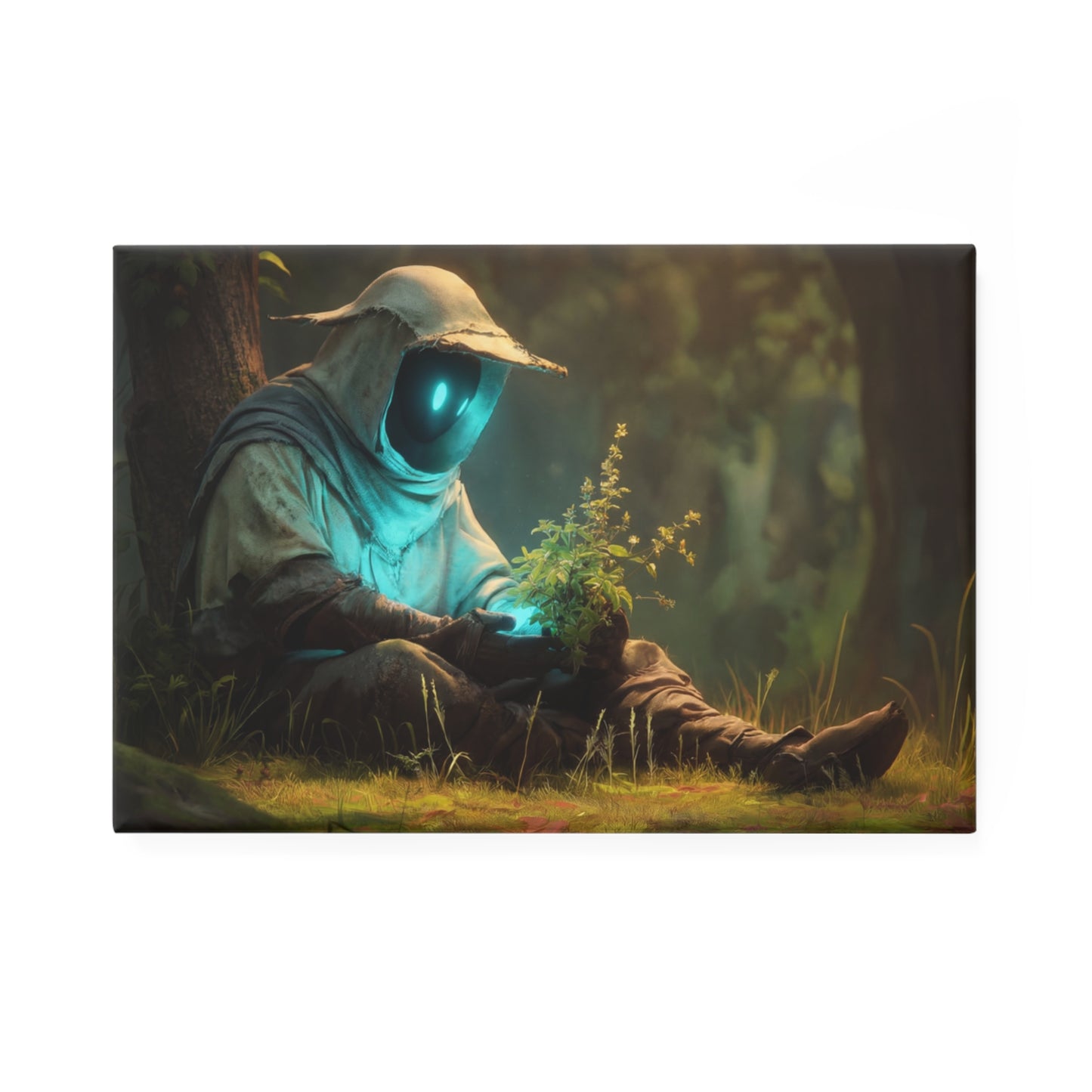 Forest Sentinel Button Magnet, Rectangle (1 & 10 pcs) – Azure Glow in the Green