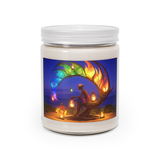 Rainbow Phoenix Lantern Scented Soy Candles with White Lid, 9oz – Sunset Sanctuary Glow