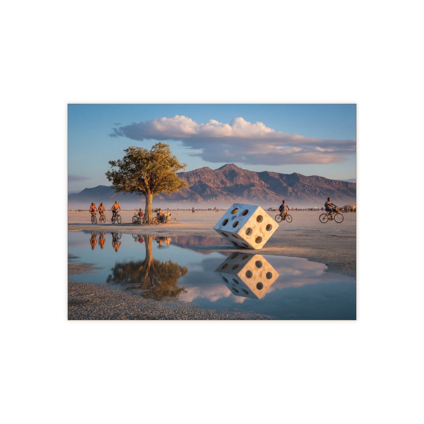 Giant Dice Desert Reflection Tile – Sunset Serenity at Burning Man