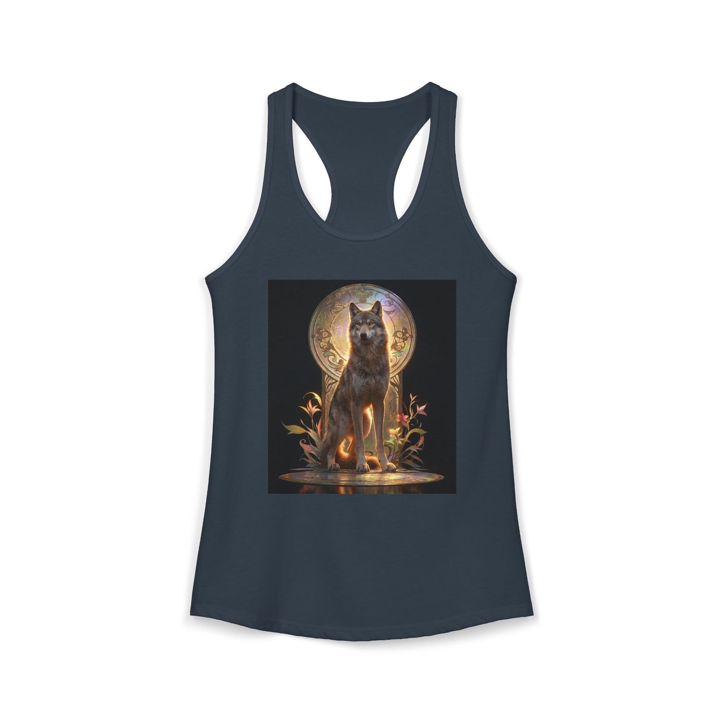 Sacred Wolf Guardian Tank – Gilded Sunlit Sentinel Artwear