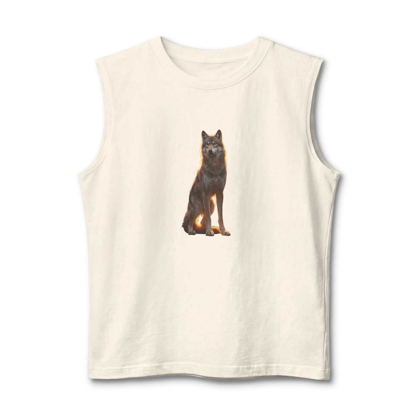 Golden Hour Wolf Jersey Muscle Tank – Sentinel at Dusk Graphic Tee