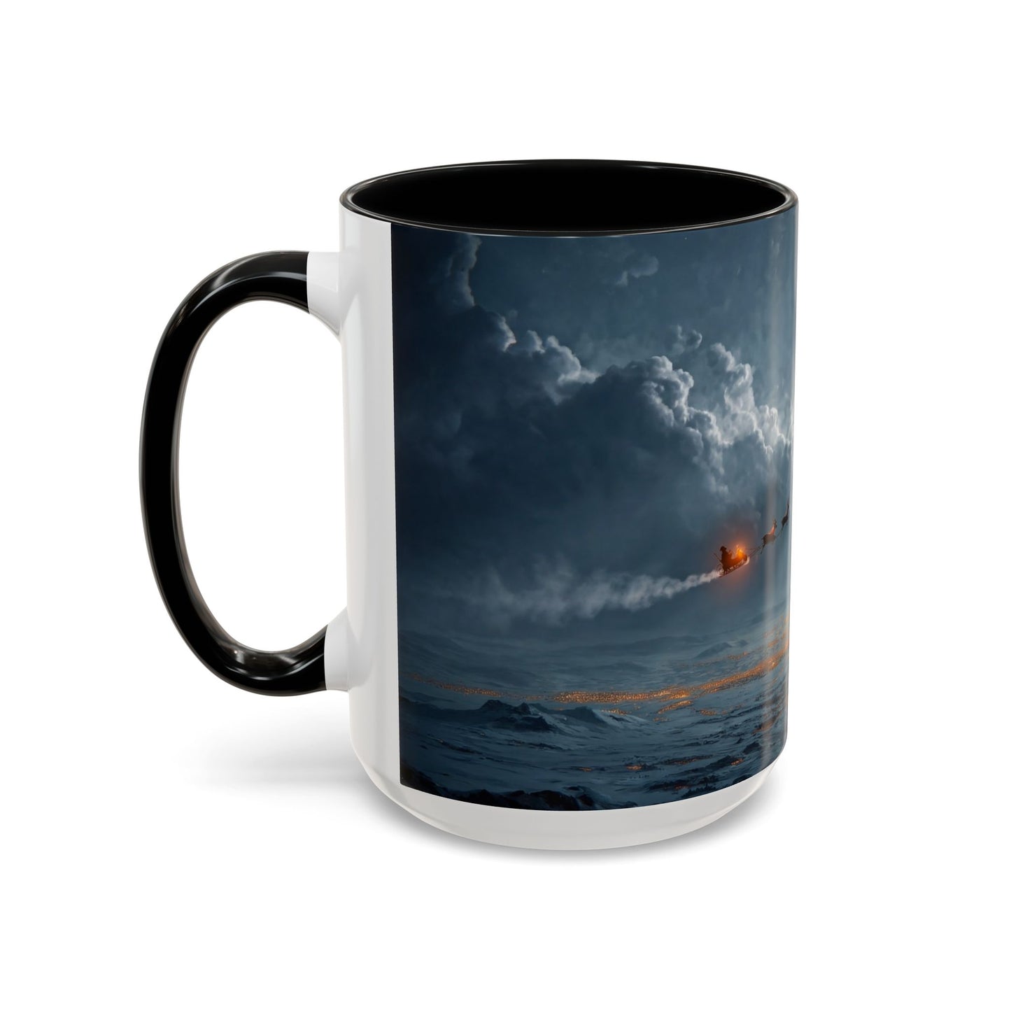 Midnight Sleigh Ride Accent Coffee Mug (11, 15oz) – Warm Glow Over Winter Town
