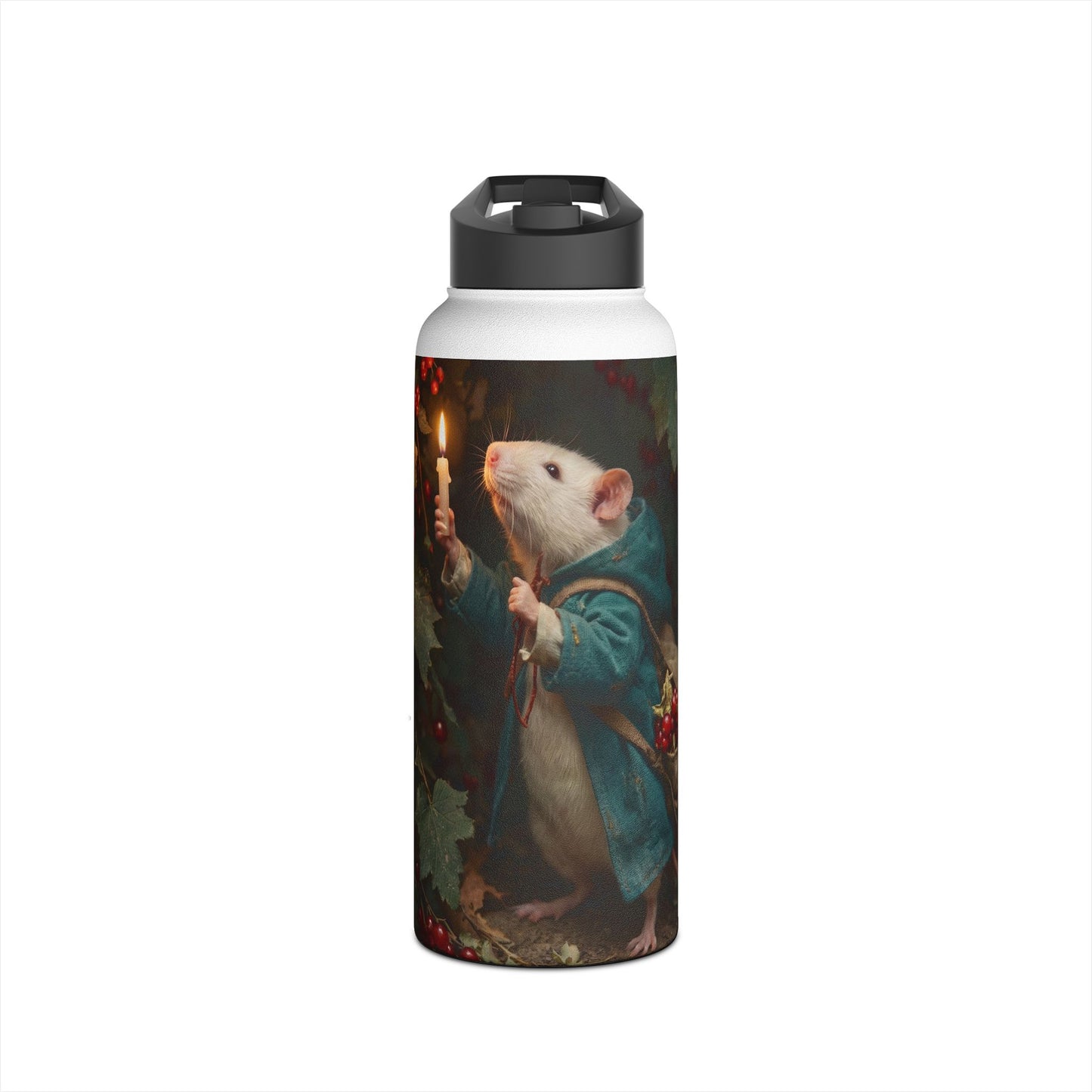 Candlelit Forager Mouse Stainless Steel Water Bottle, Standard Lid – Autumn’s Secret Harvest
