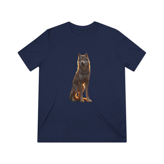 Golden Hour Wolf Unisex Triblend Tee – Sentinel in Warm Light