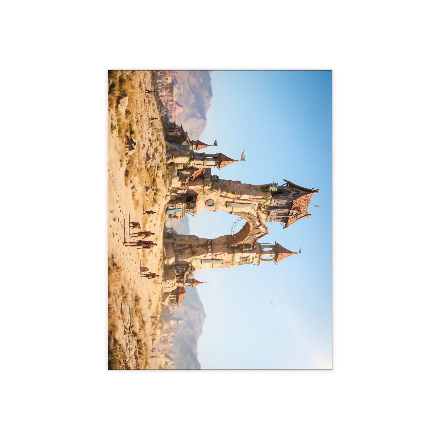 Desert Citadel Ceramic Photo Tile – Sunlit Ruins of a Forgotten Kingdom