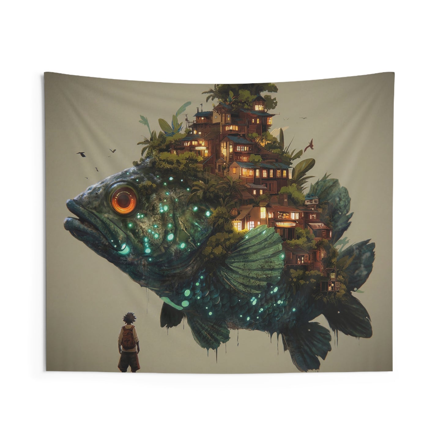 Giant Bioluminescent Fish Home Tapestries – A Child’s Whispering Dream
