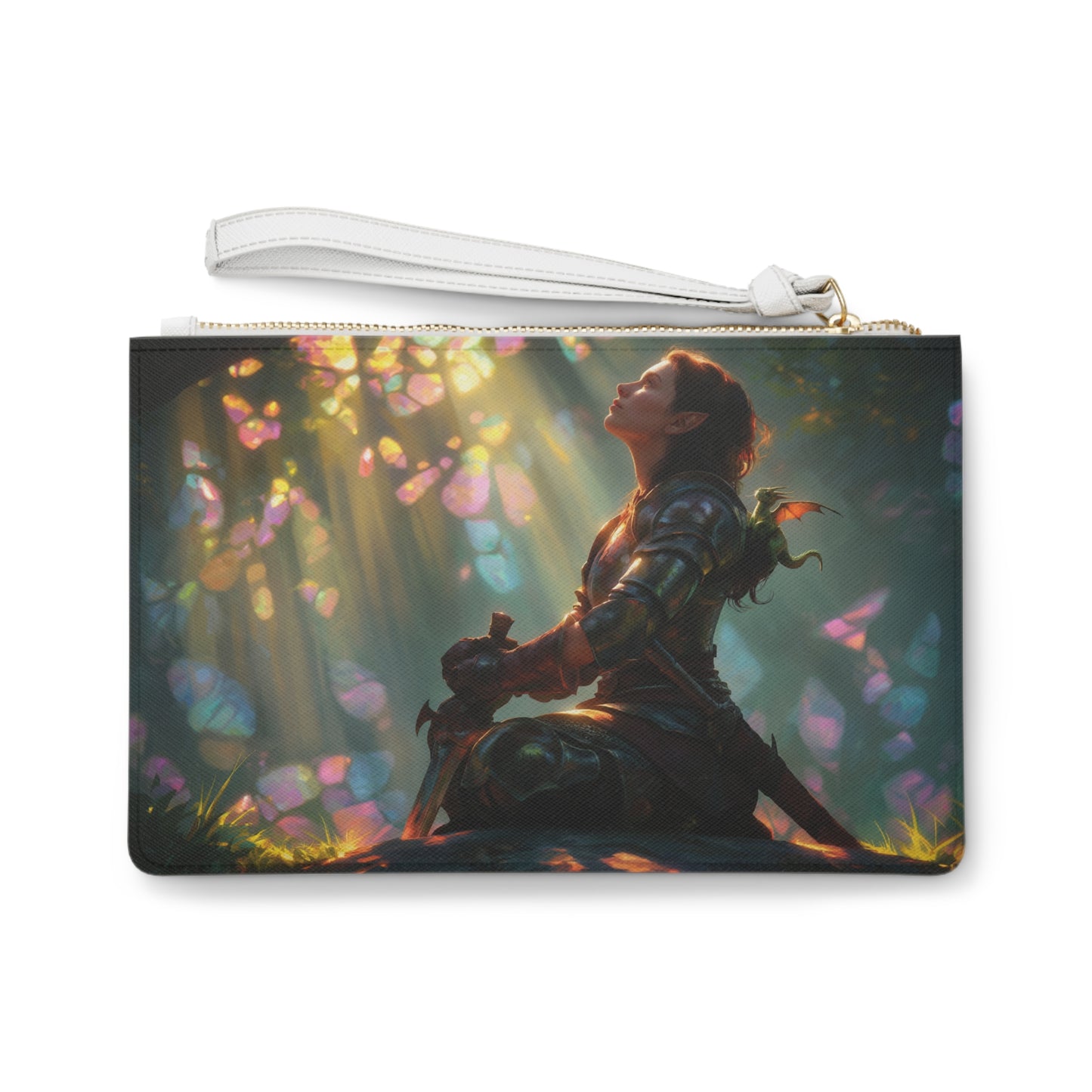 Sunlit Sentinel Clutch Bag – Warrior’s Rest in Crystal Forest