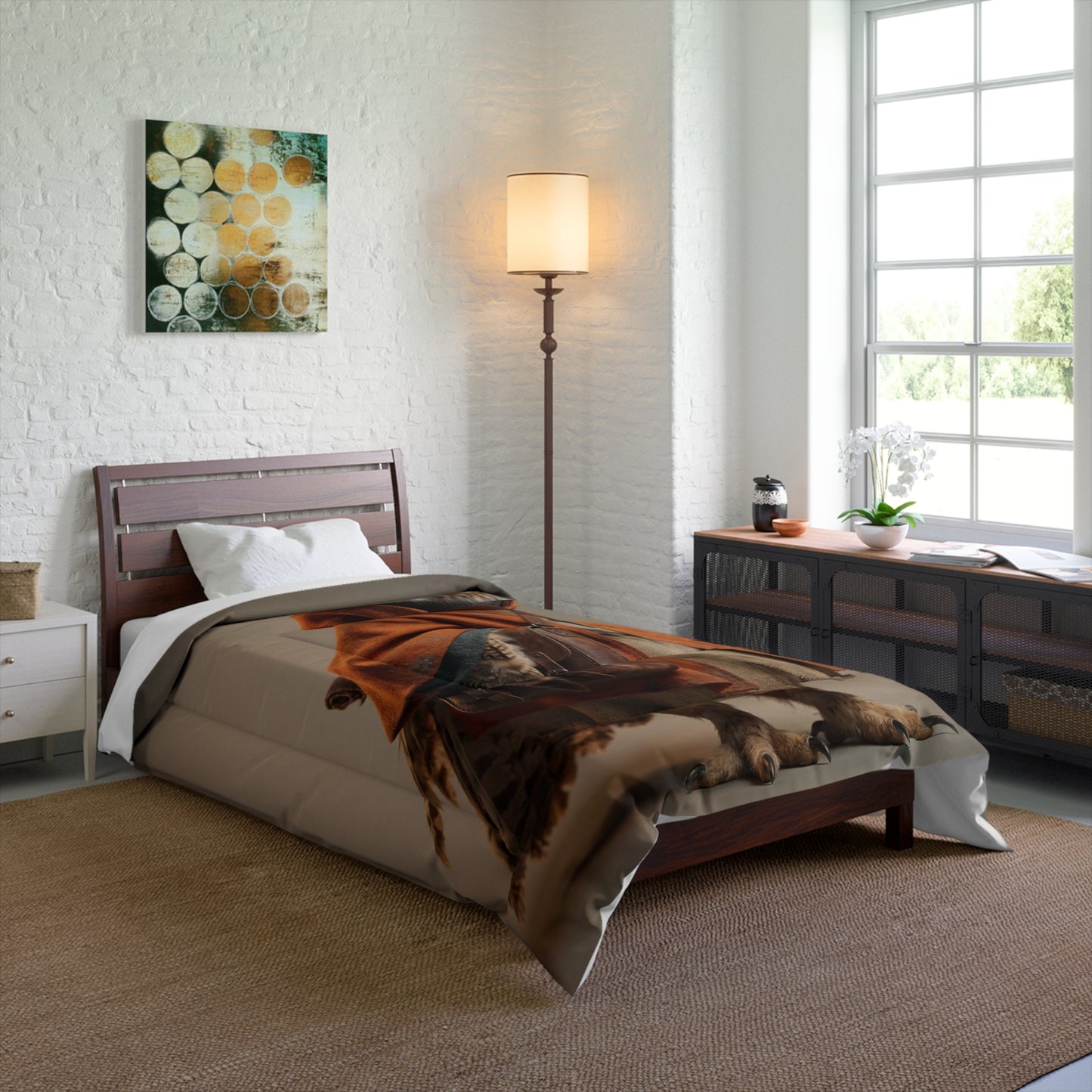 Wise Owl Scholar Comforter – Warm Earth-Toned Study Companion
