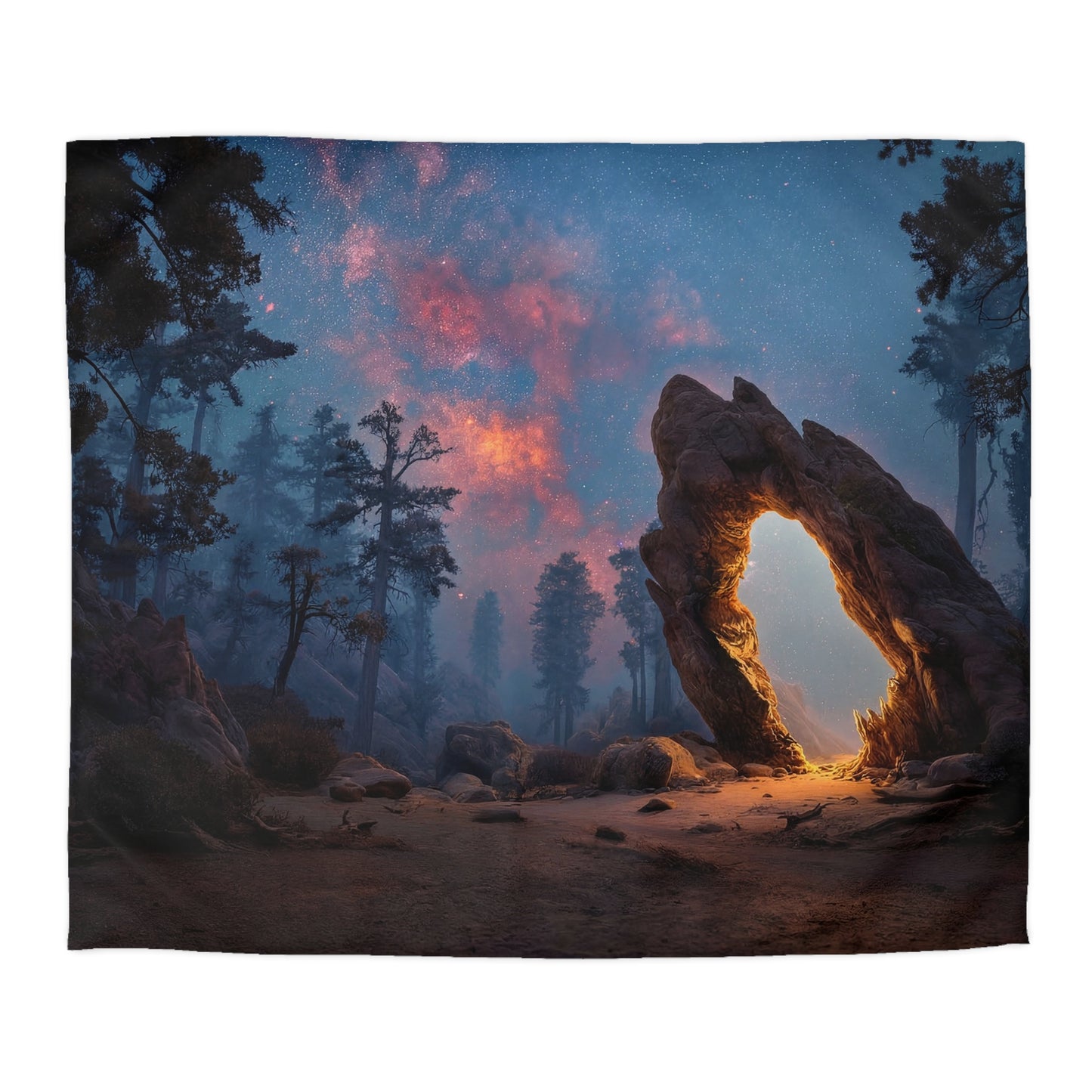 Celestial Archway Microfiber Duvet Cover – Gateway to the Starlit Forest
