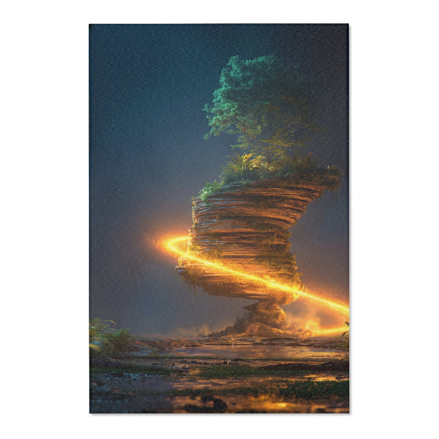Floating Island Tree Rug – Luminous Twilight Sanctuary