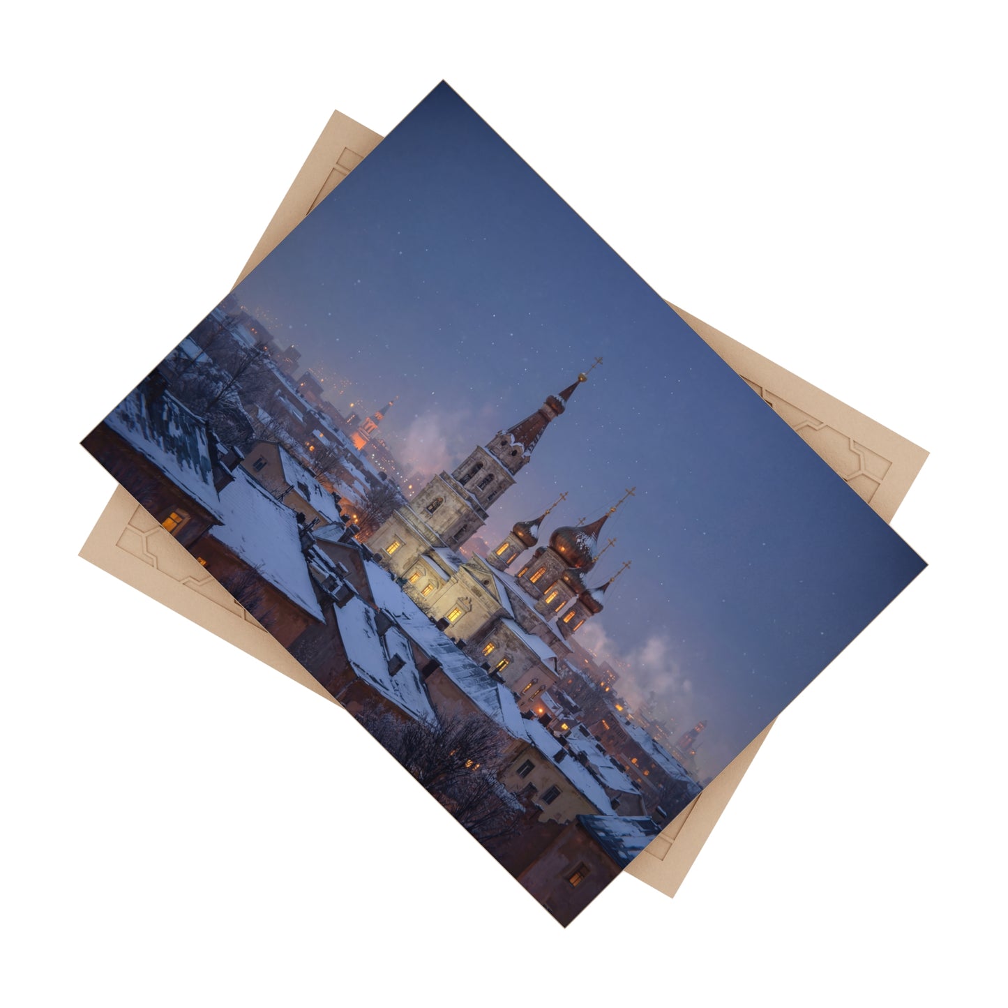 Snow-Dusted Cathedral Ceramic Photo Tile – Winter’s Quiet Hymn