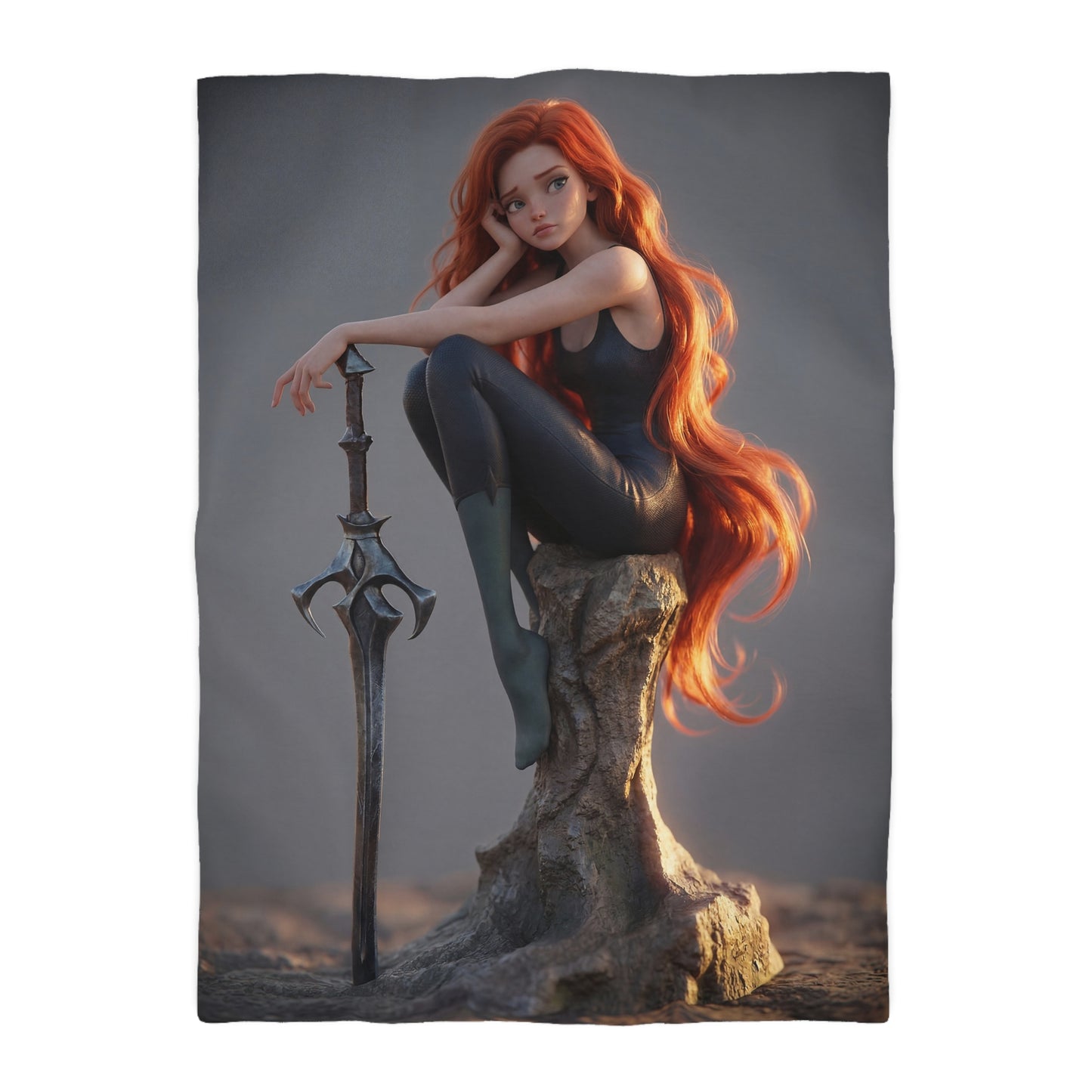 Crimson Sentinel Microfiber Duvet Cover – Sunset Warrior’s Resting Place