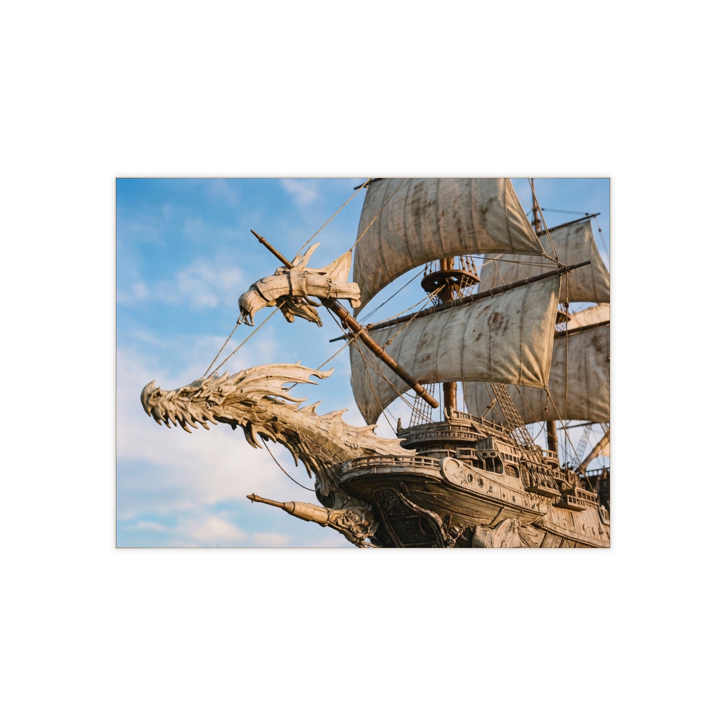Dragonhead Galleon Ceramic Photo Tile – Sunlit Seascape Sovereign