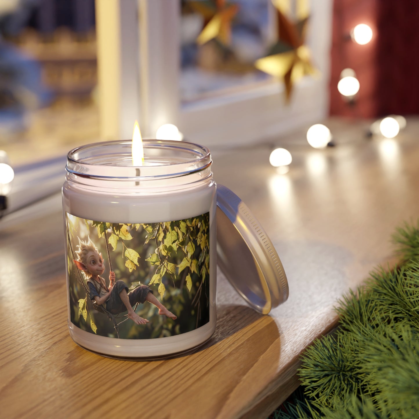 Forest Gnome Scented Soy Candles with White Lid, 9oz – Golden Hour Tree Swing