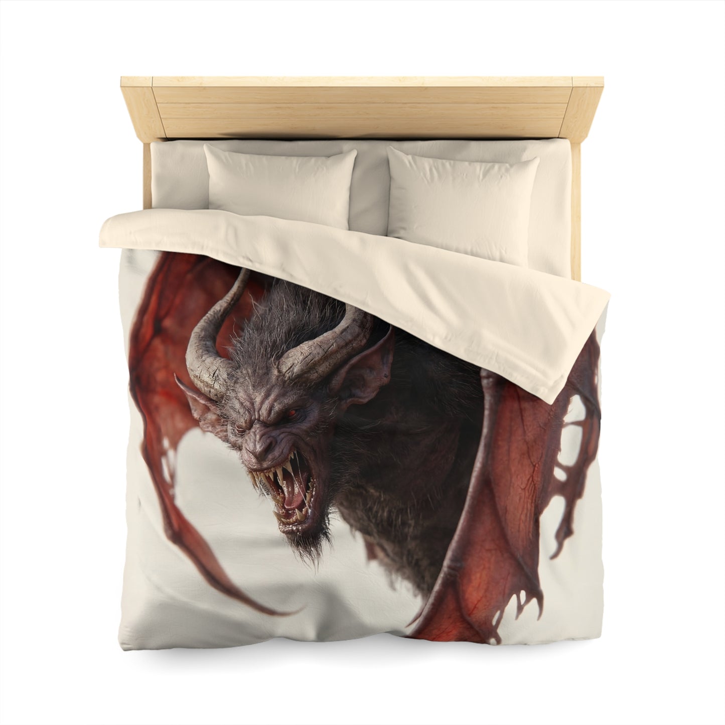 Crimson Winged Horror Microfiber Duvet Cover – Shadowed Beast Roar