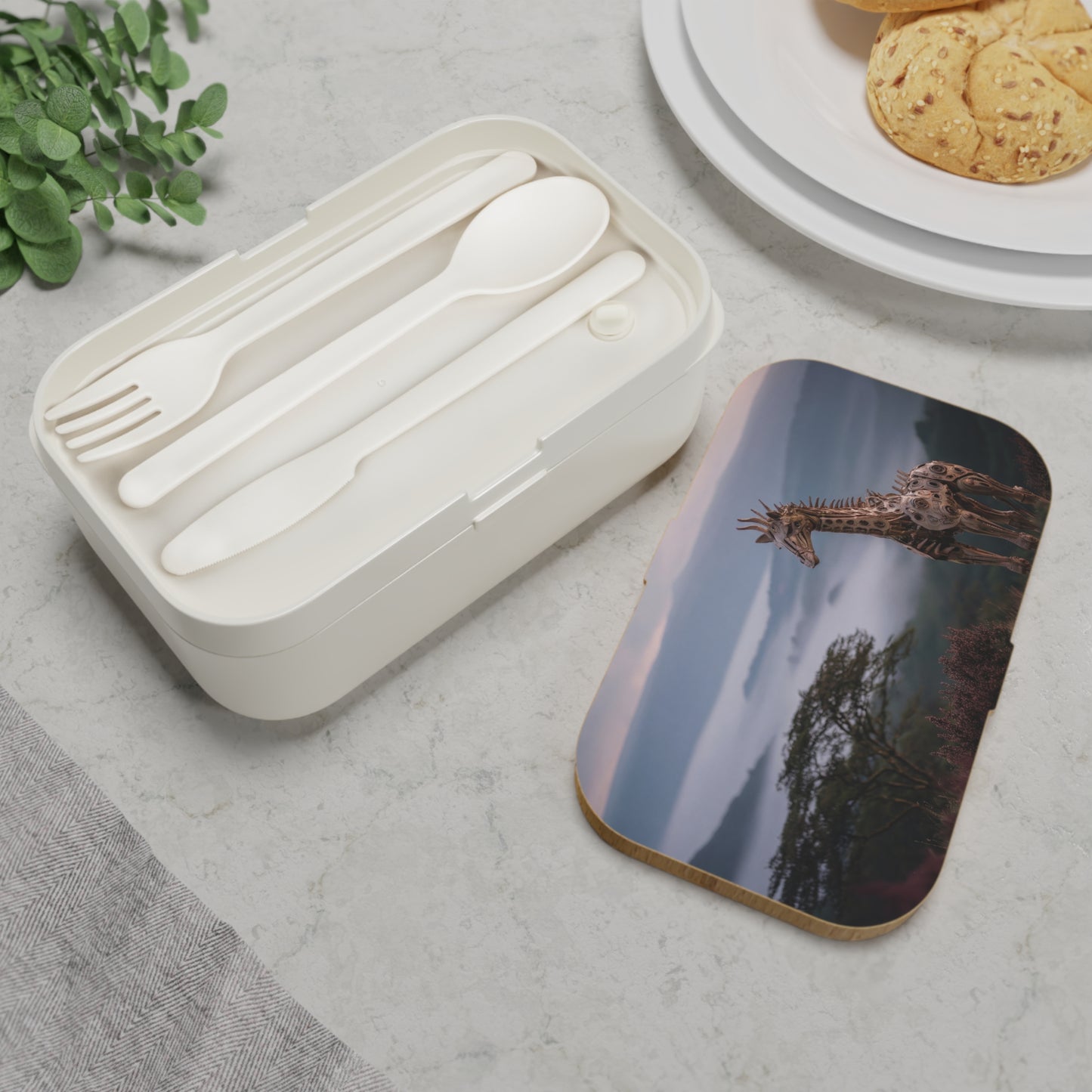 Mechanical Giraffe Bento Lunch Box – Sunset Sentinel of the Misty Hills