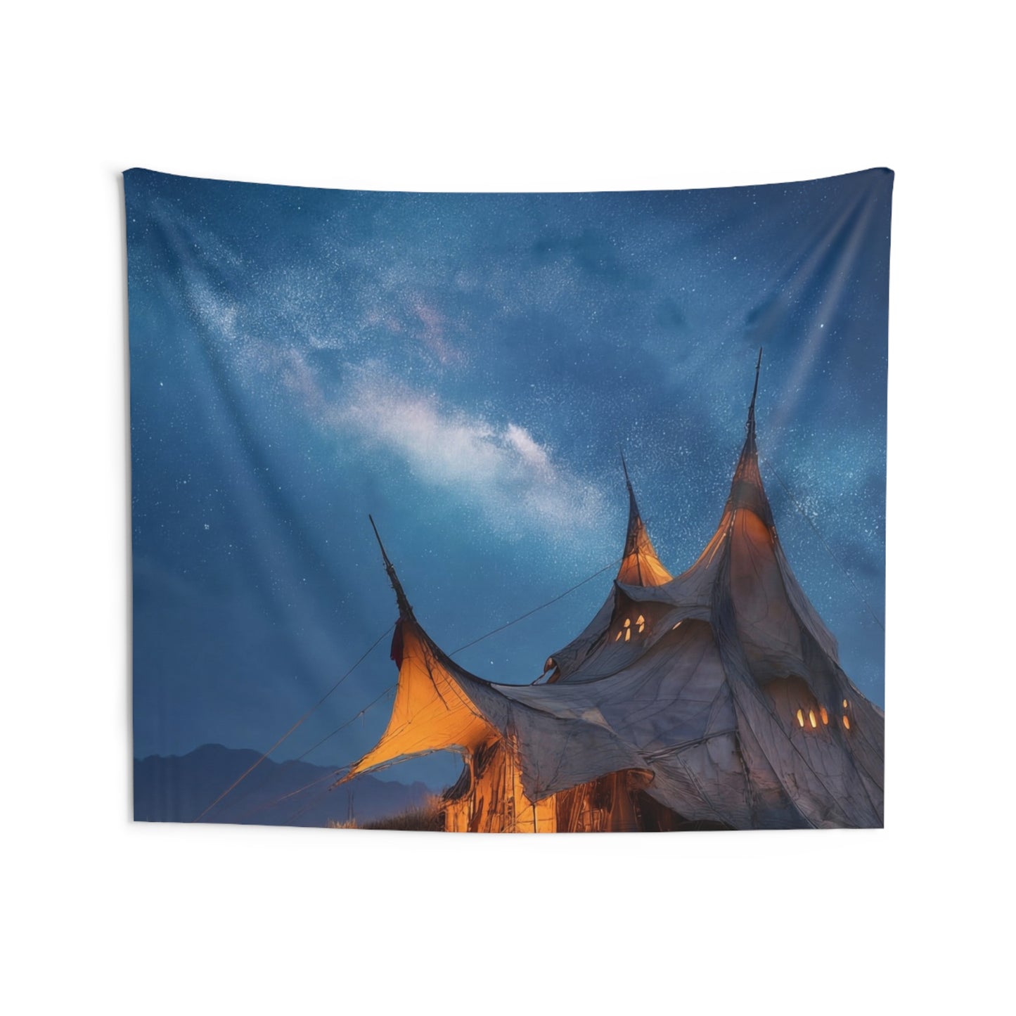 Starlit Nomad Tent Wall Tapestry – Milky Way Haven Under Open Skies