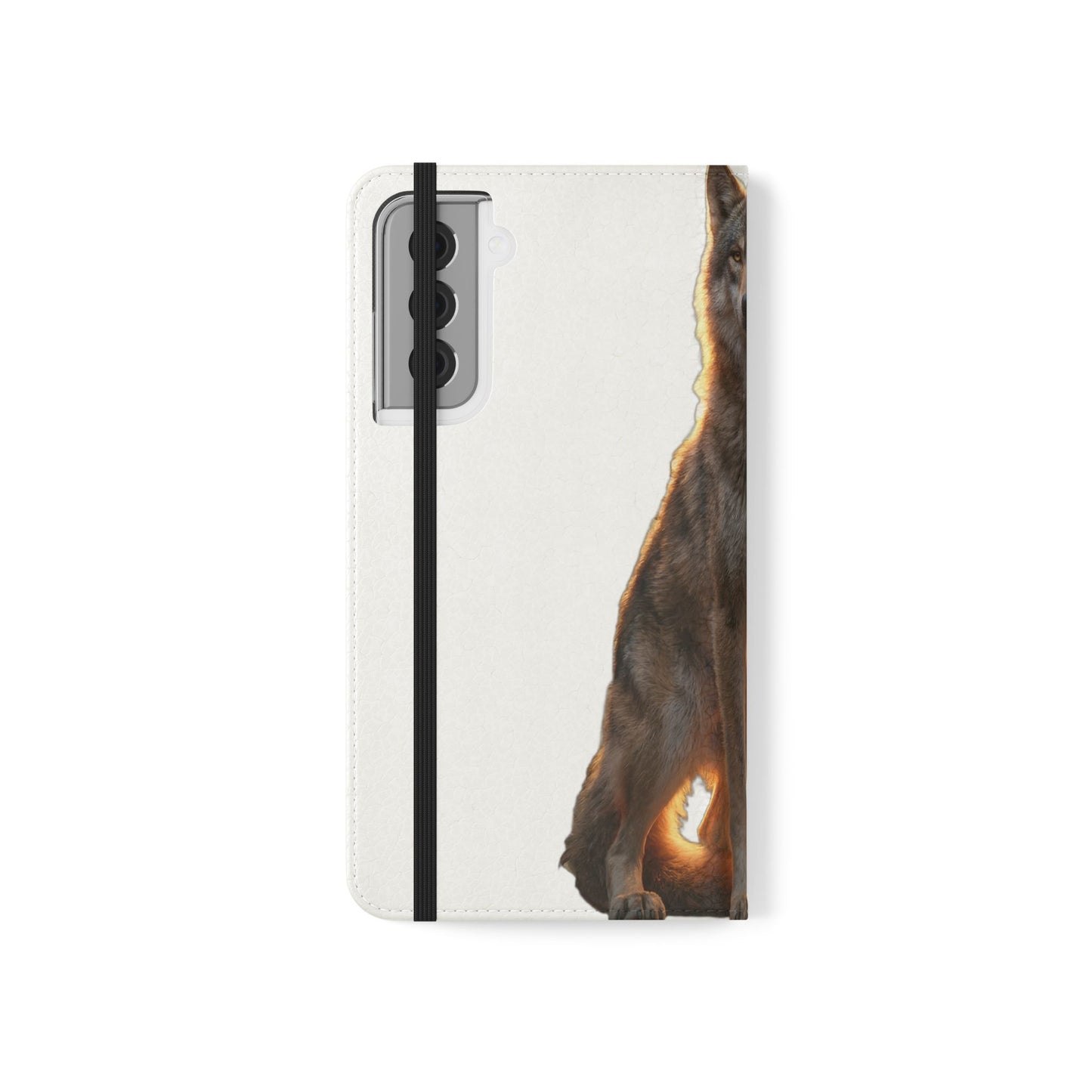 Sunlit Wolf Flip Cases – Golden Hour Sentinel Portrait