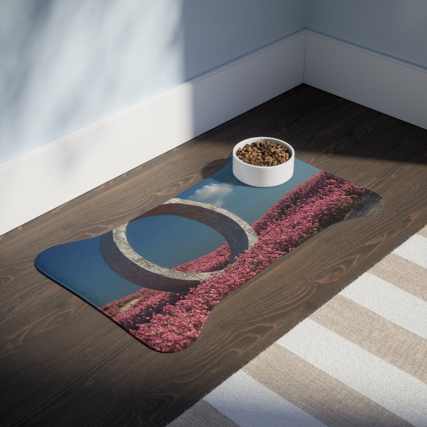 Concrete Circle Feeding Mats – Pink Wildflower Portal Scene