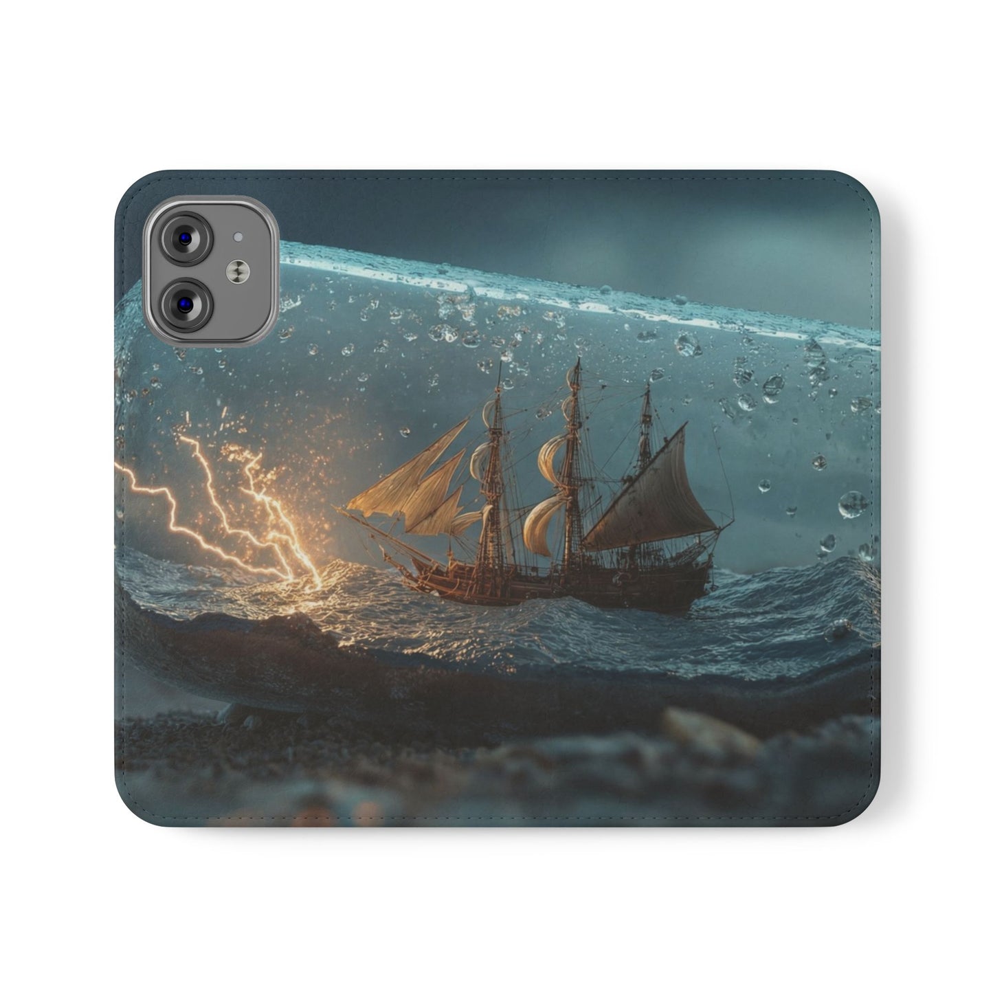 Storm-Struck Galleon Flip Cases – Lightning Inside Glass Bottle