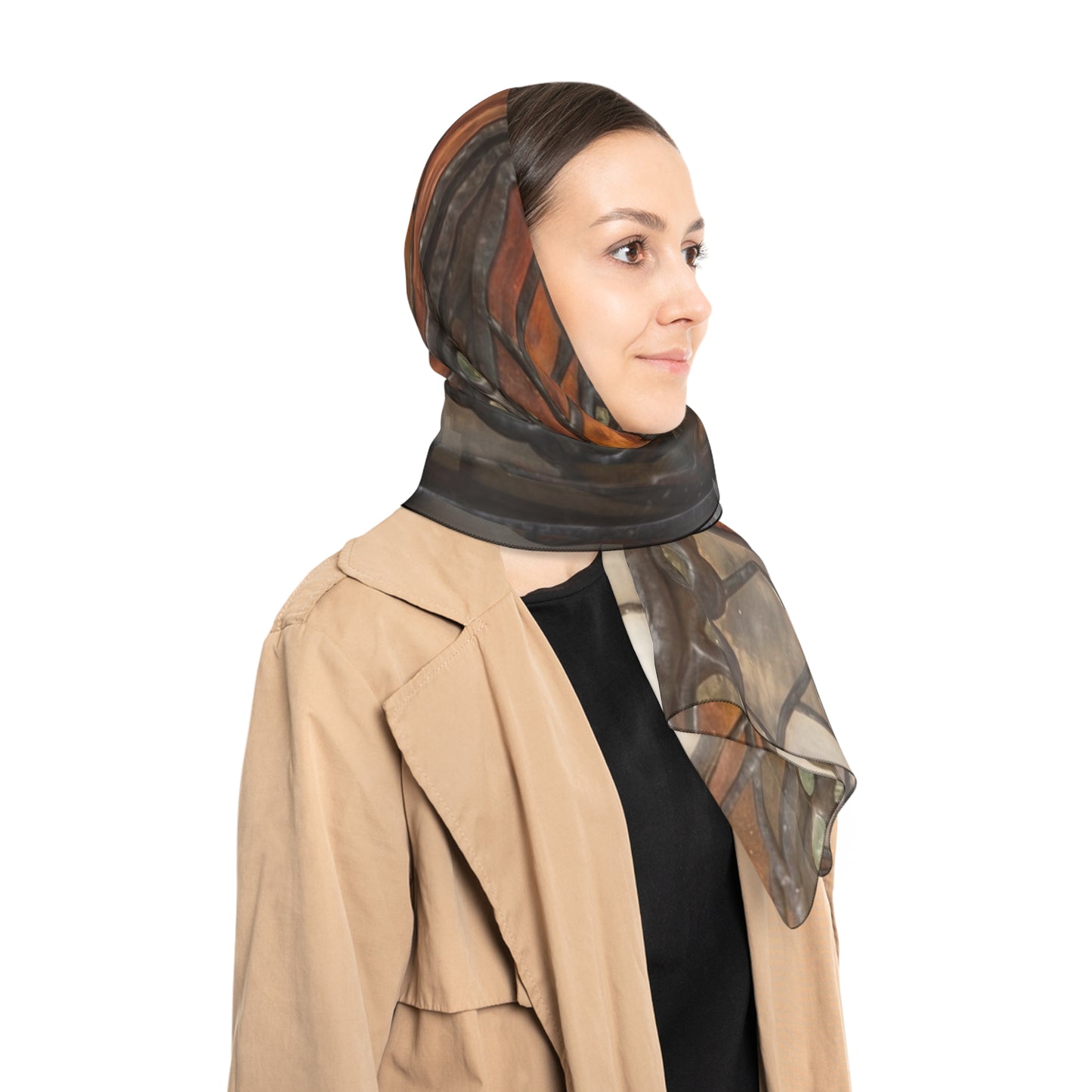 Stained Glass Octopus Poly Scarf – Amber Tides & Iron Lace
