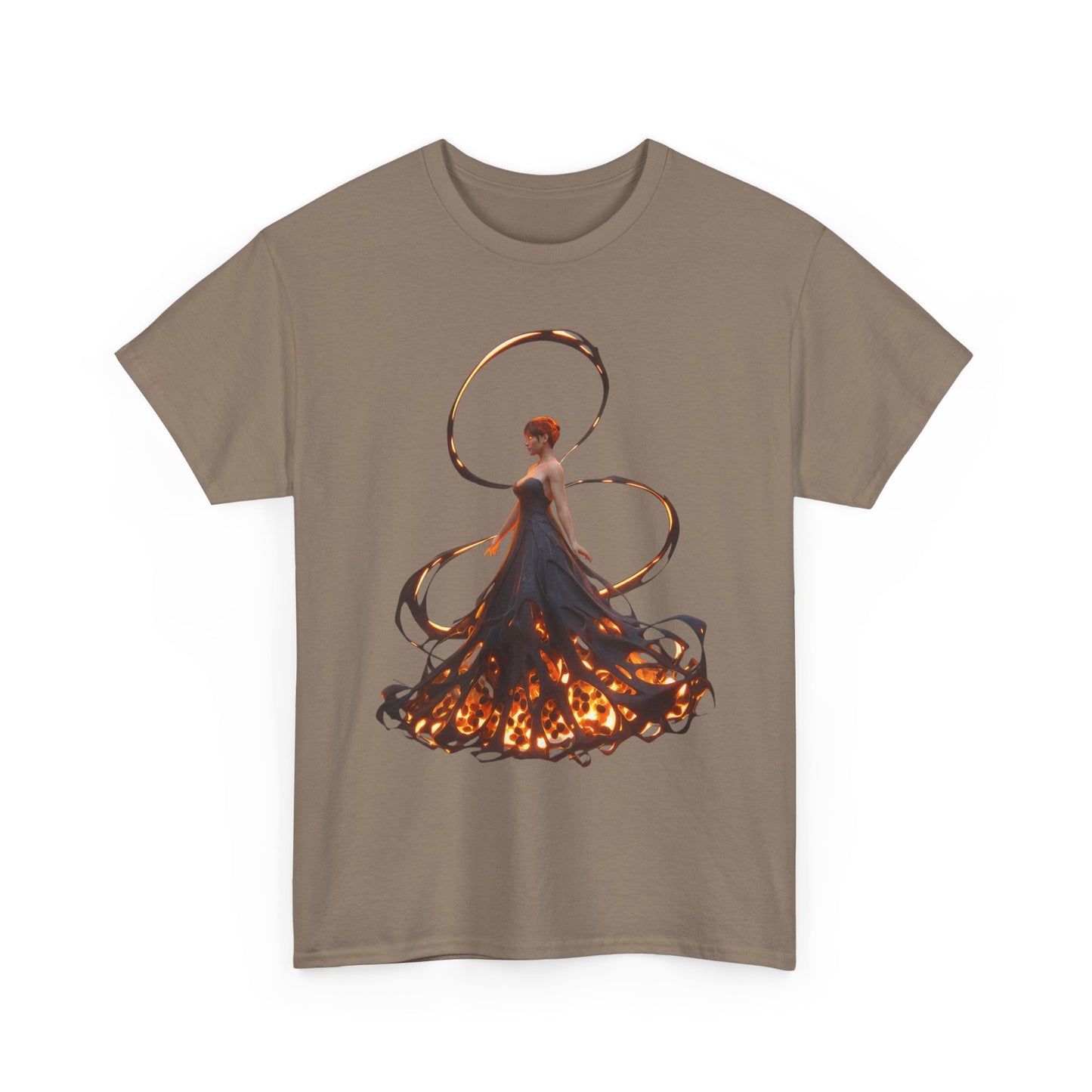 Ember-Winged Sentinel Tee – Molten Halo and Glowing Lattice Design