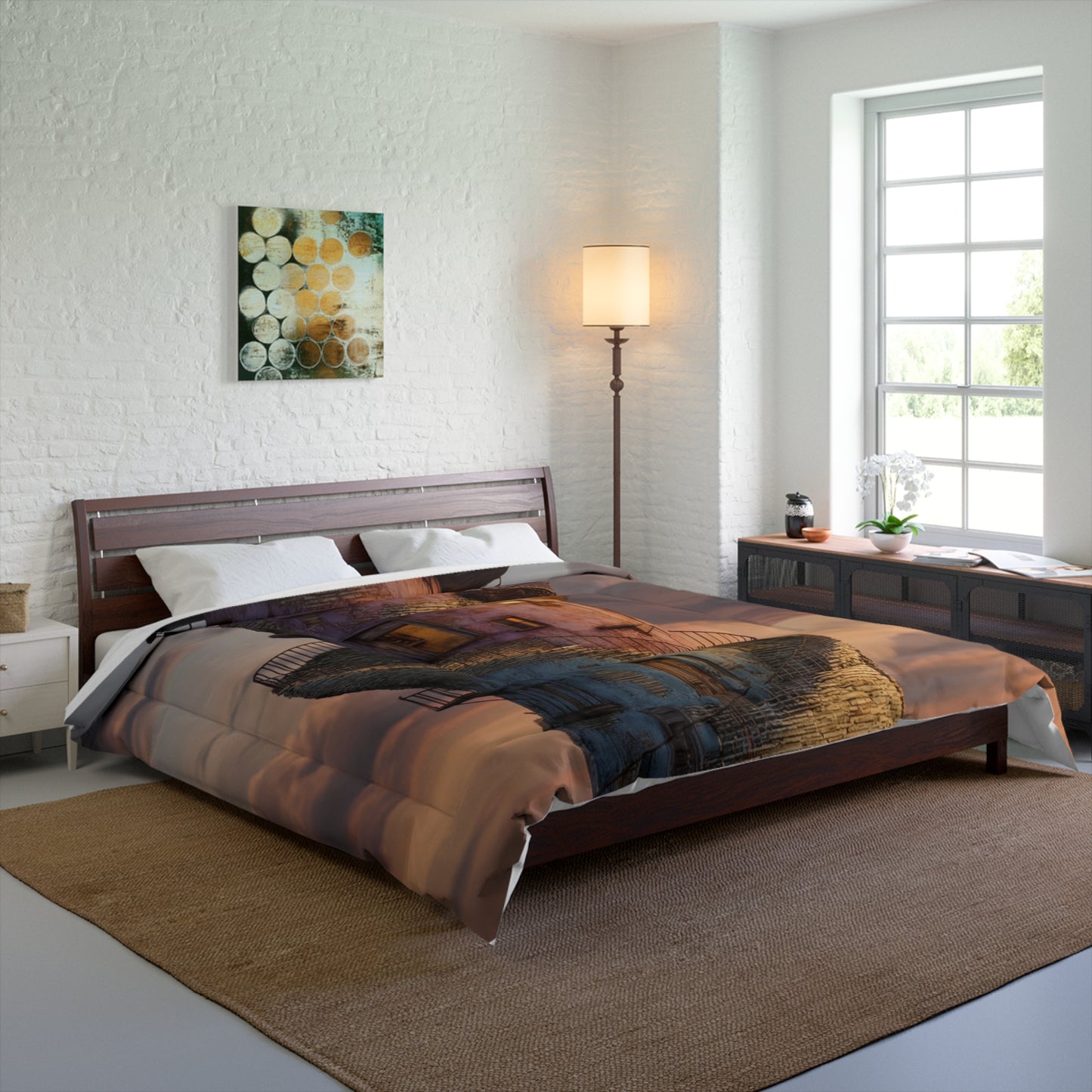 Twilight Lighthouse Comforter – Warm Glow on Rockbound Coast