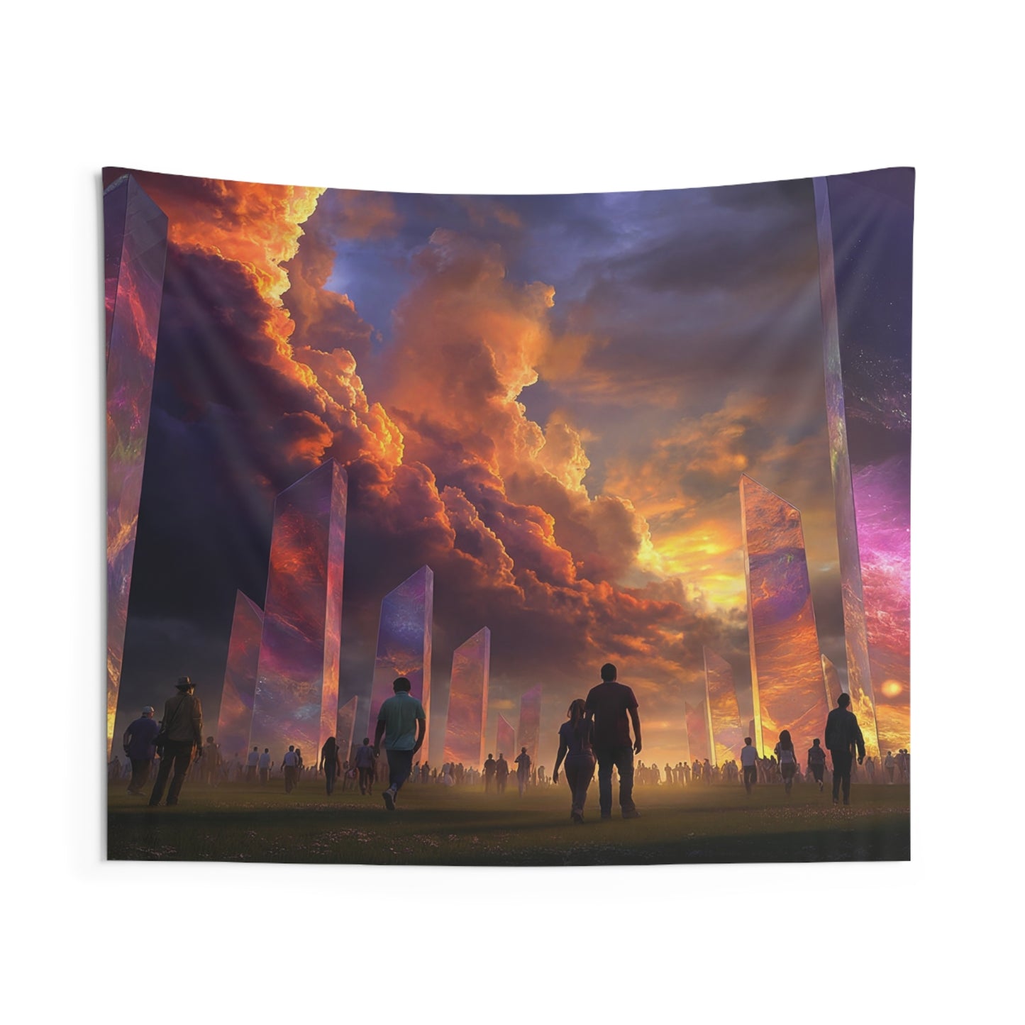 Cosmic Obelisk Grove Indoor Wall Tapestries – Twilight Gateway to the Stars