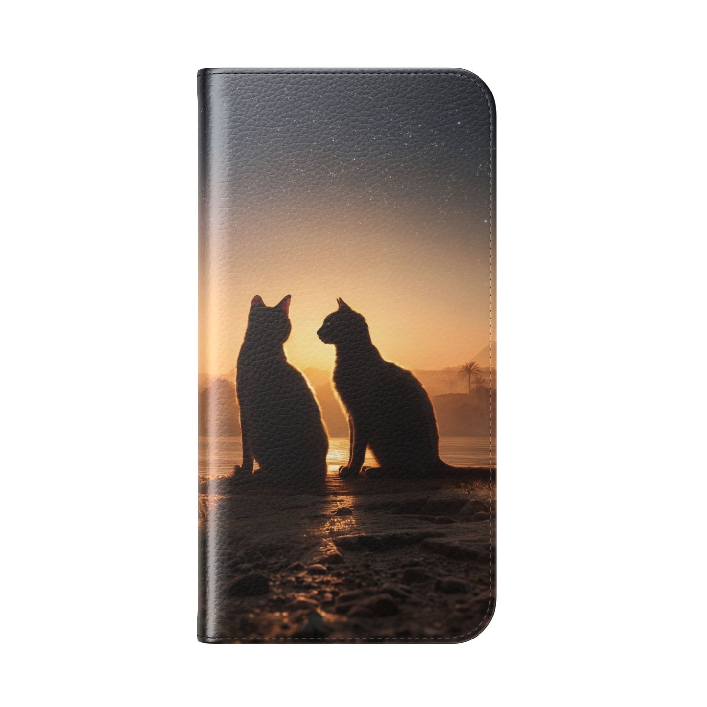 Pharaoh Cats Flip Cases – Starry Nile Guardians on the Bank