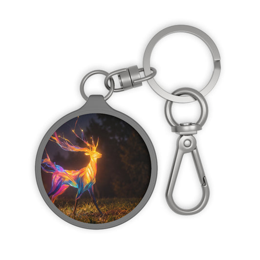 Rainbow Stag Keyring Tag – Ethereal Forest Light Spirit