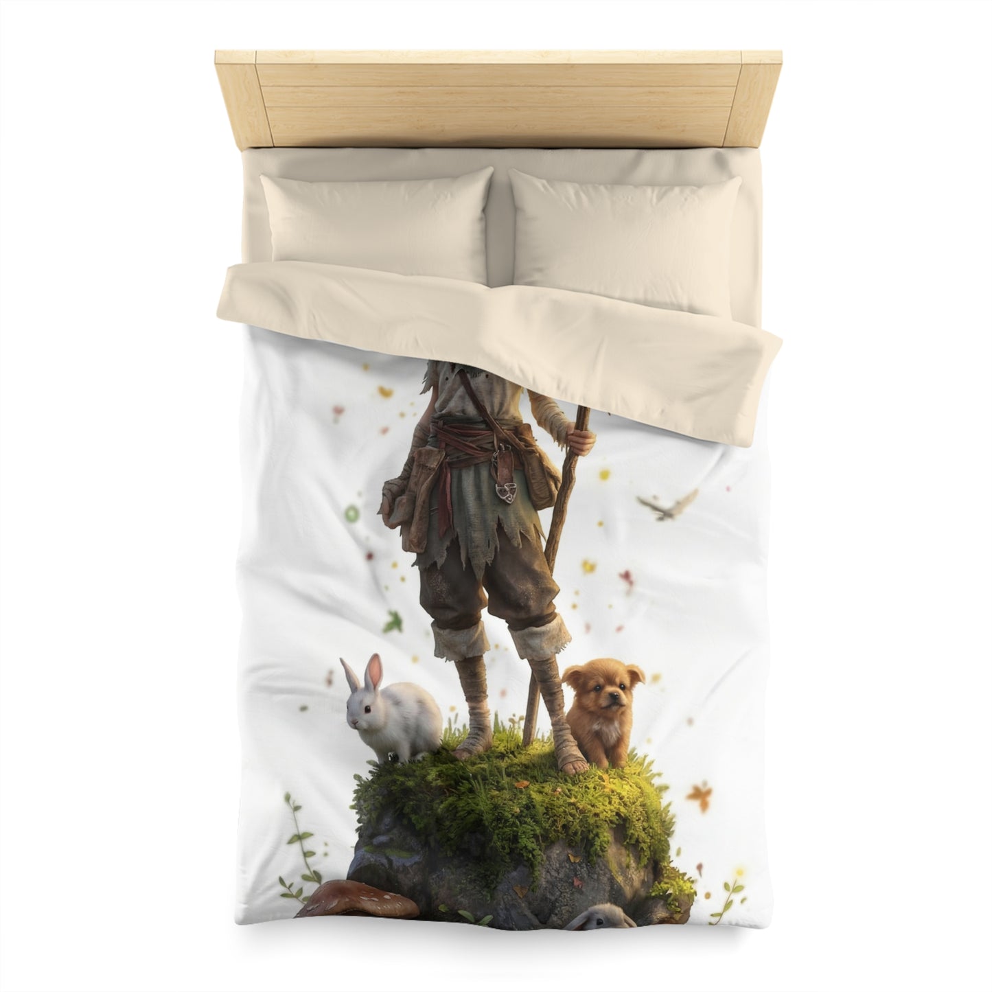 Forest Sentinel Microfiber Duvet Cover – Luminescent Deerhorn Guardian Dreamscape