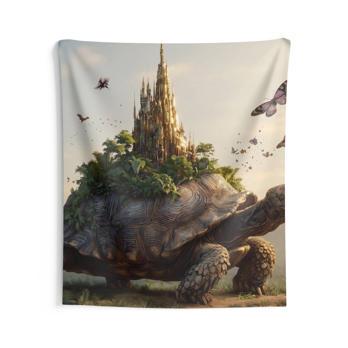 Castle on Turtle Back Indoor Wall Tapestries – Sunlit Jungle Sanctuary