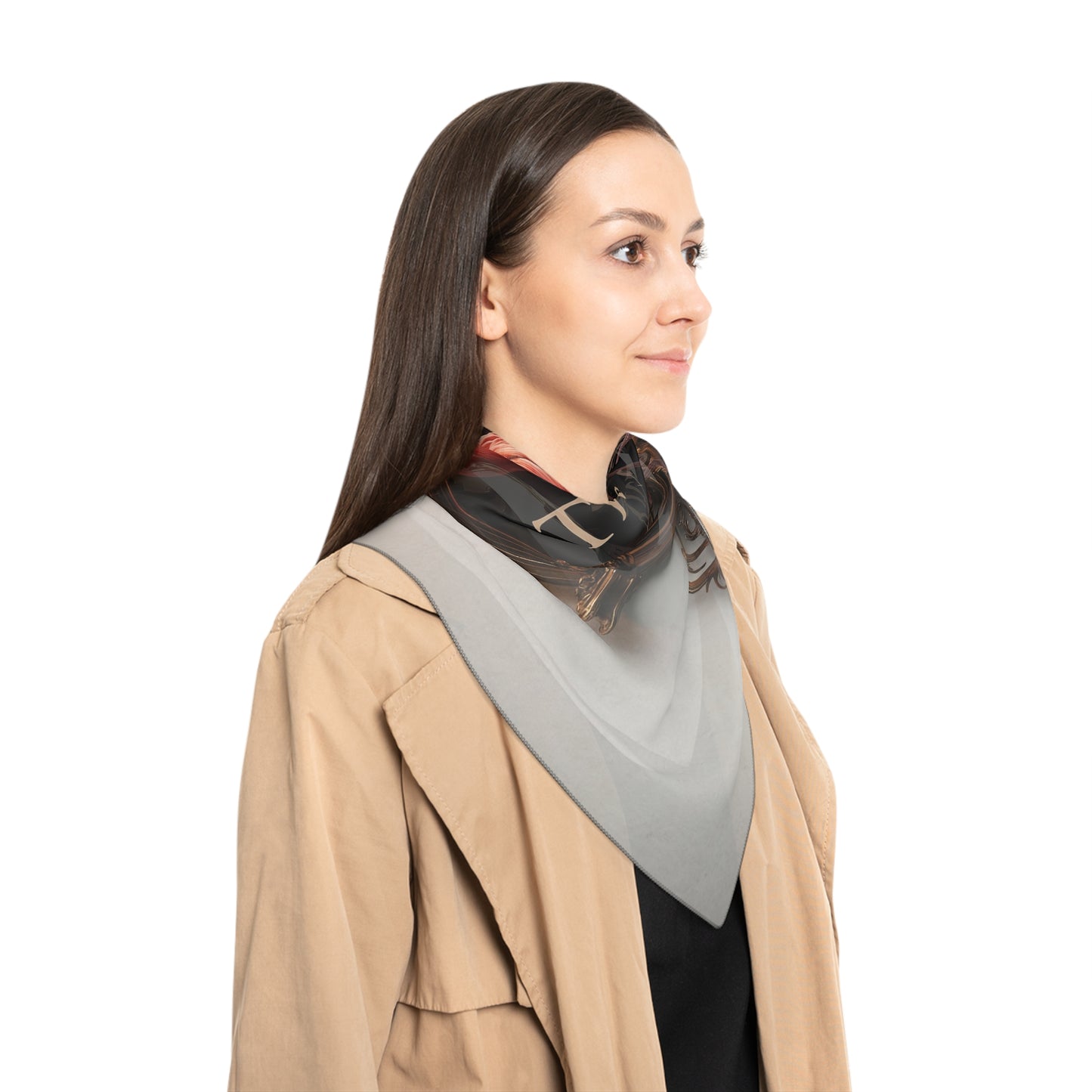 Flamingo at The Ritz Poly Scarf – Velvet Elegance in Art Deco Bronze