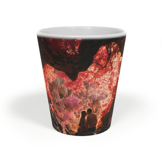 Crimson Heart Tree Latte Mug, 12oz – Rose Petal Canopy Retreat