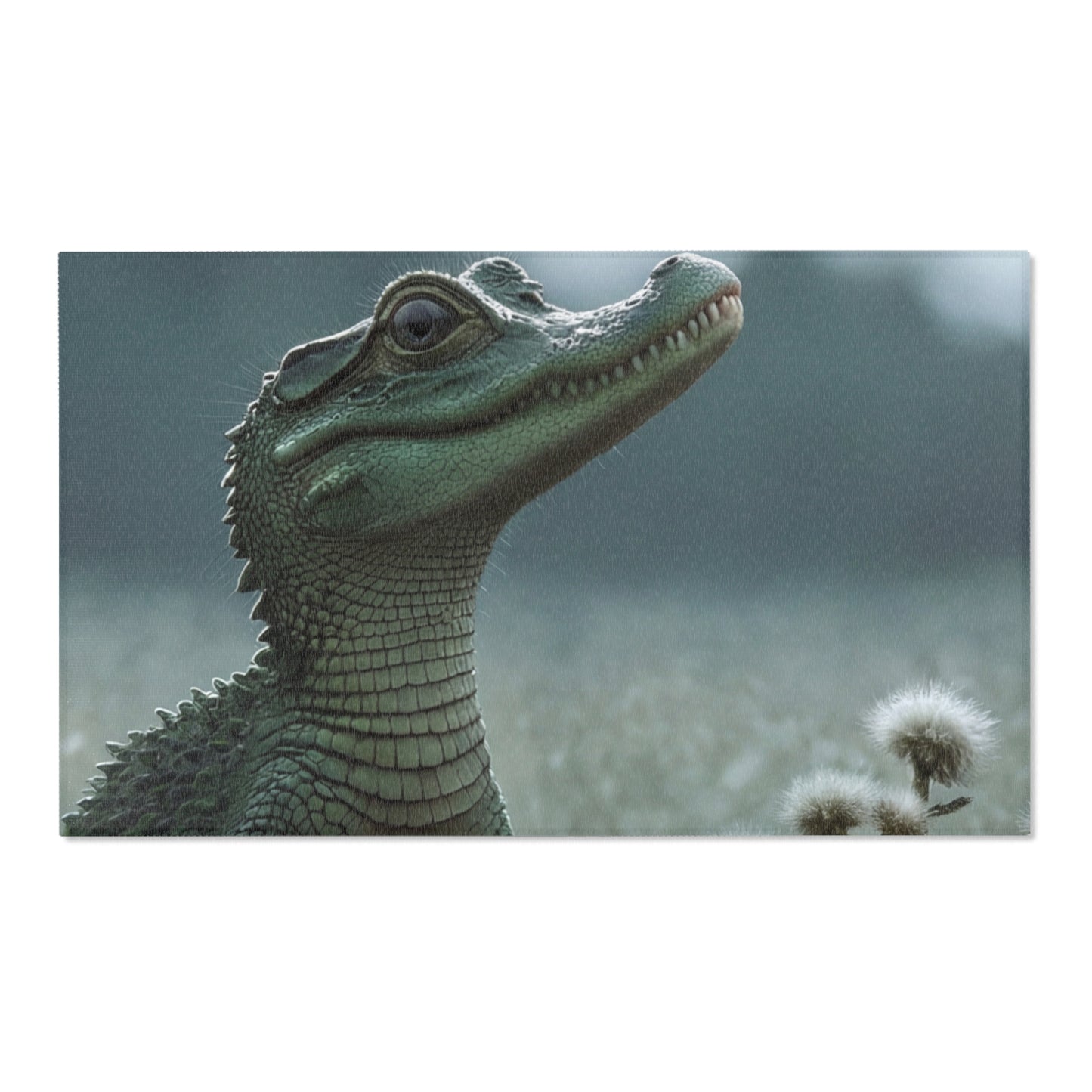 Curious Caiman Rug – Misty Meadow Encounter