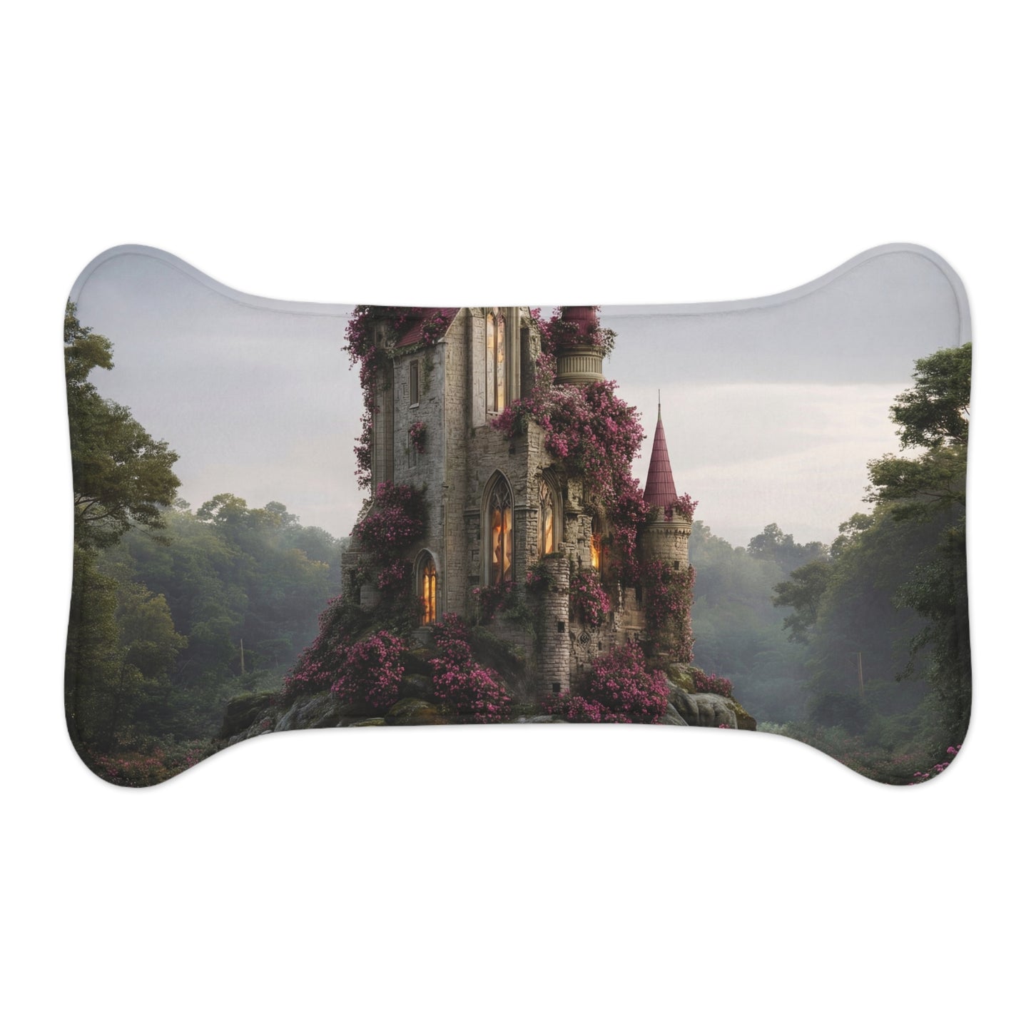 Rose-Clad Castle Pet Feeding Mats – Twilight Bloom Sanctuary