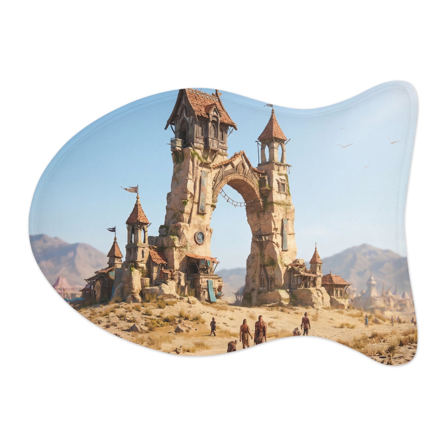 Ruined Archway Pet Feeding Mats – Desert Fortress Gateway Scene