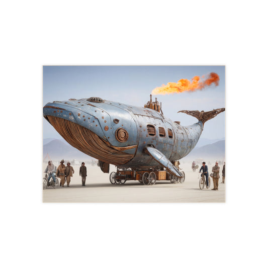 Steam Whale Parade Ceramic Photo Tile – Iron Ocean Dreamscape