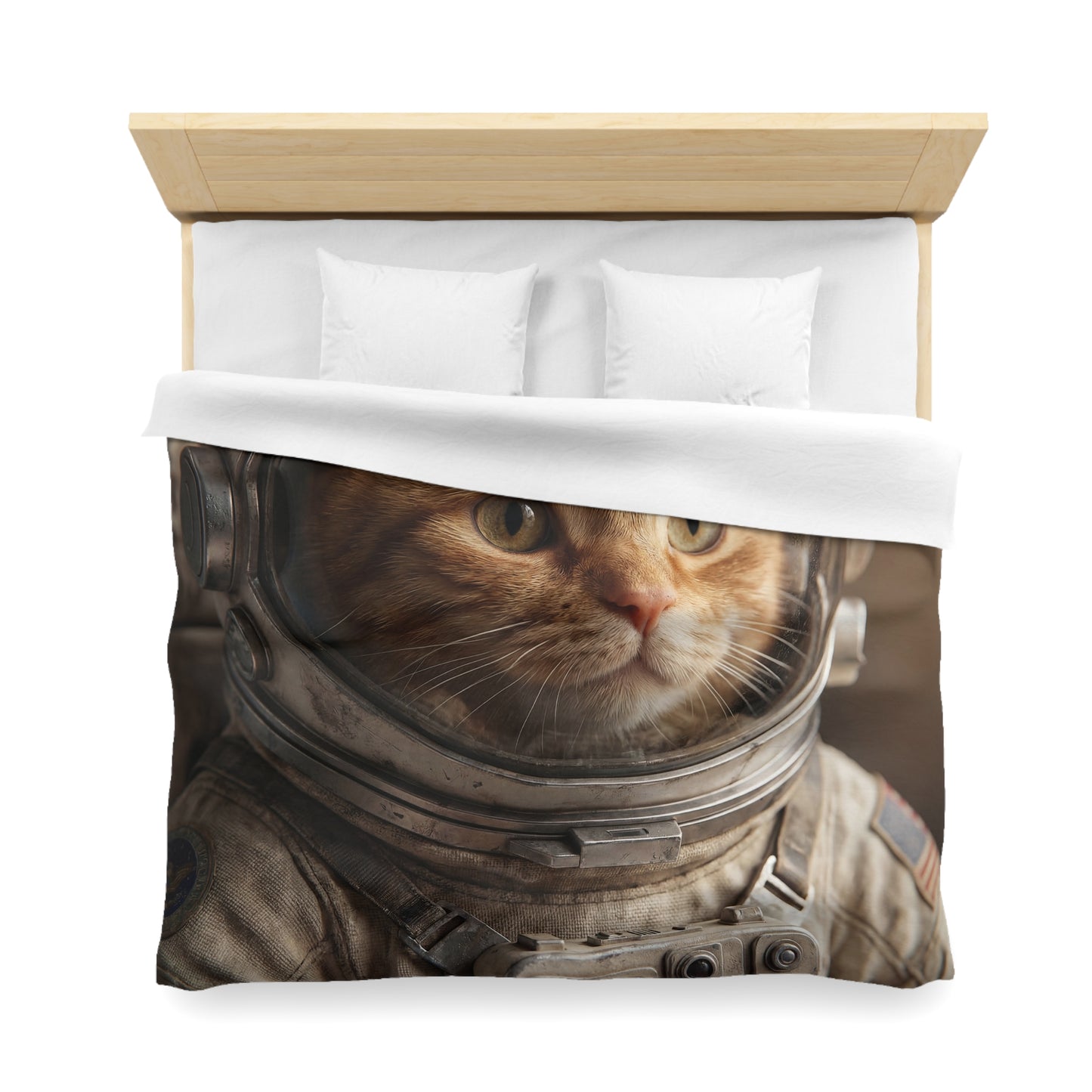 Astronaut Cat Microfiber Duvet Cover – Warm Glow in the Cosmos