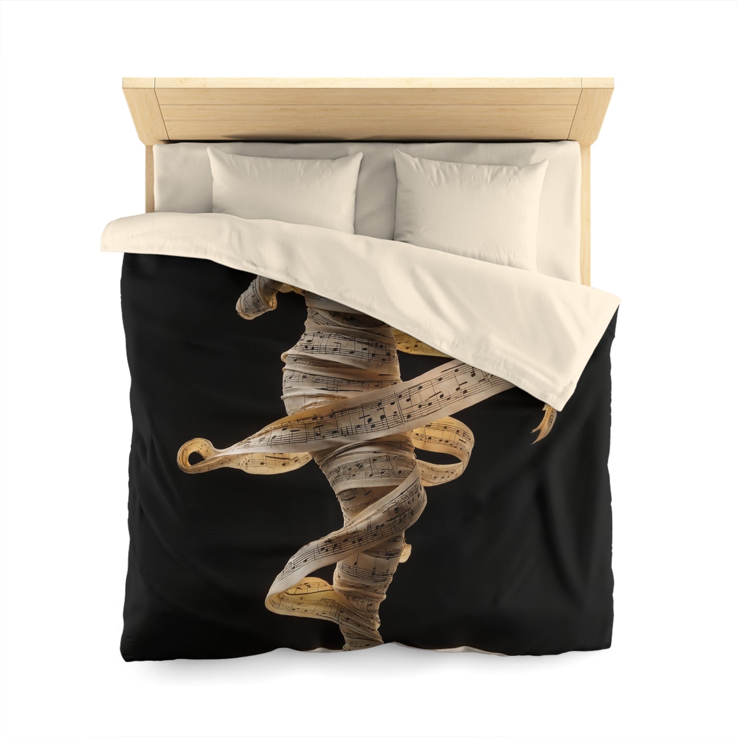 Melodic Dancer Microfiber Duvet Cover – Whispers of Sheet Music in Motion