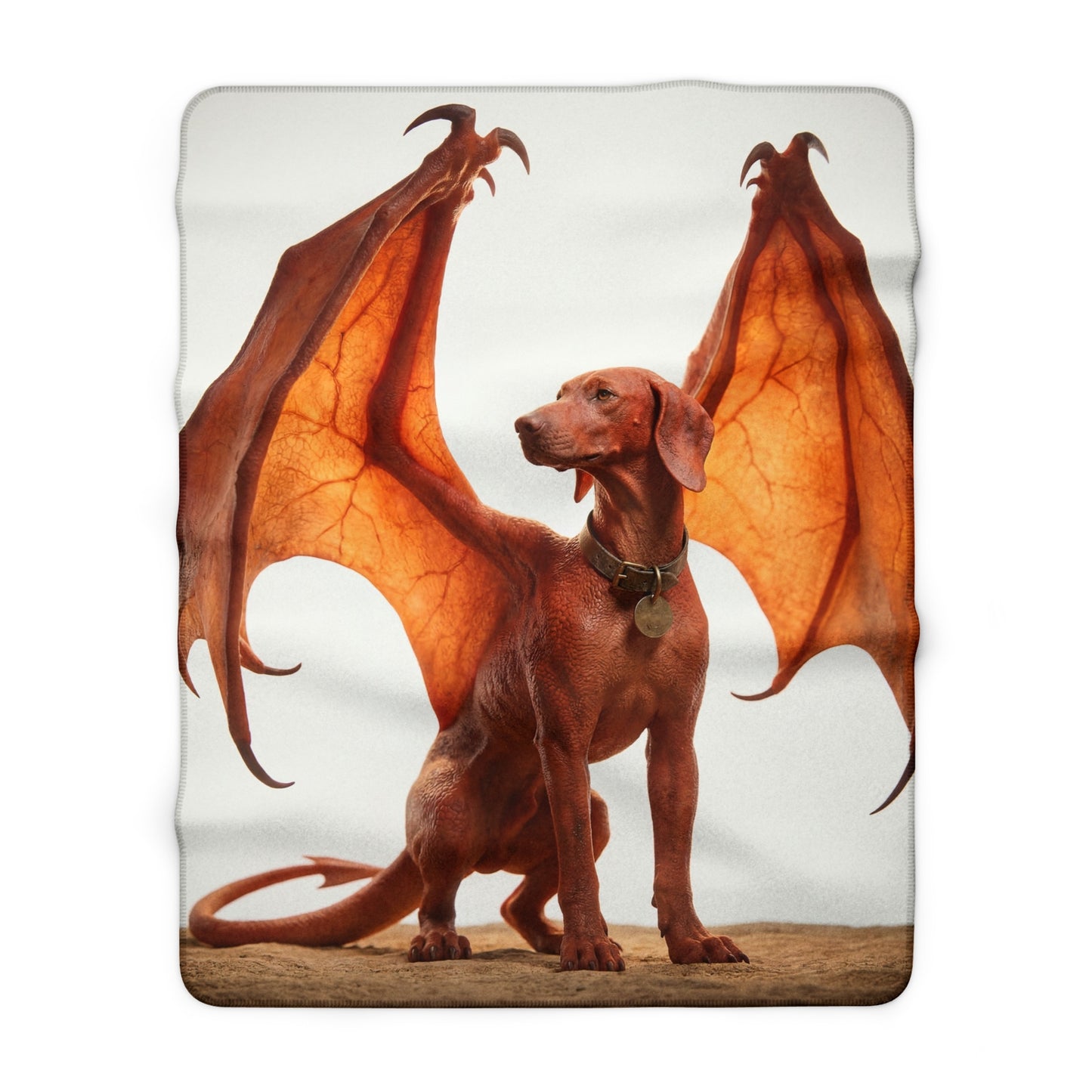 Winged Dog Sherpa Fleece Blanket – Amber Guardian Sentinel