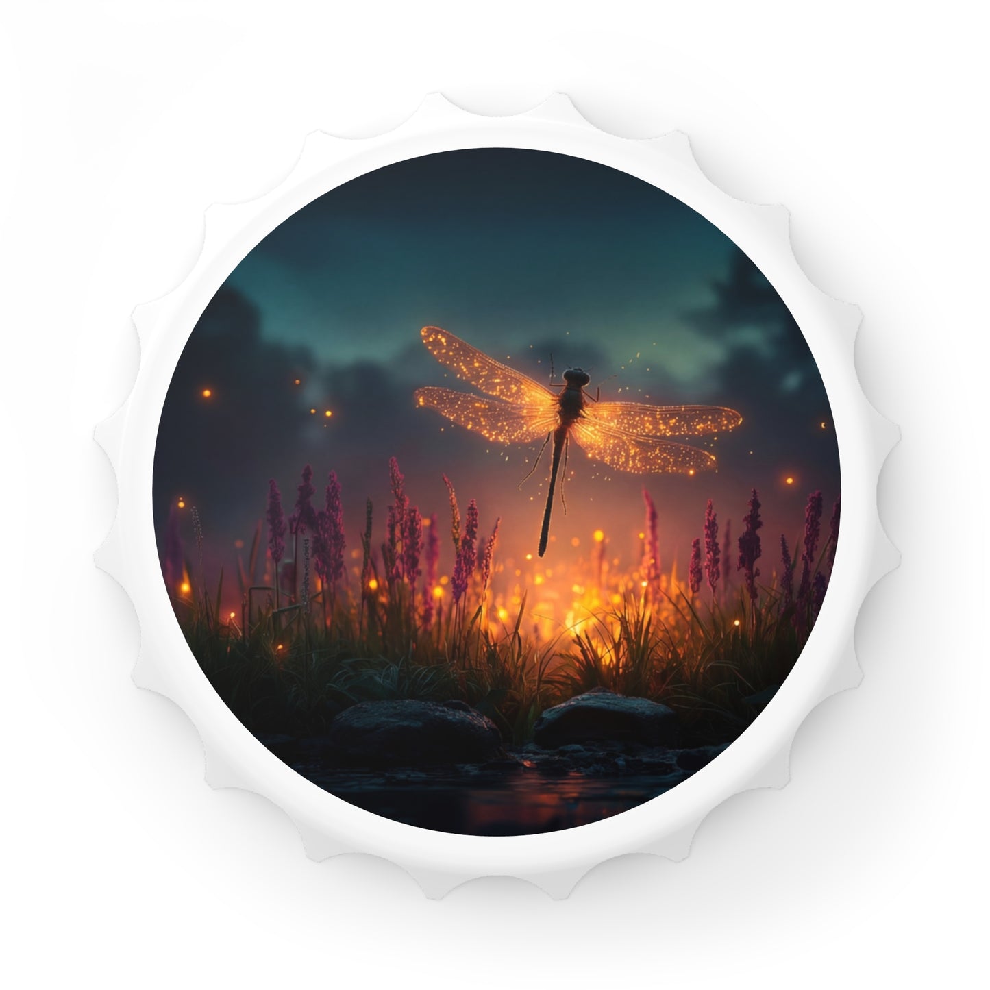 Luminescent Dragonfly Bottle Opener – Twilight Meadow Guardian