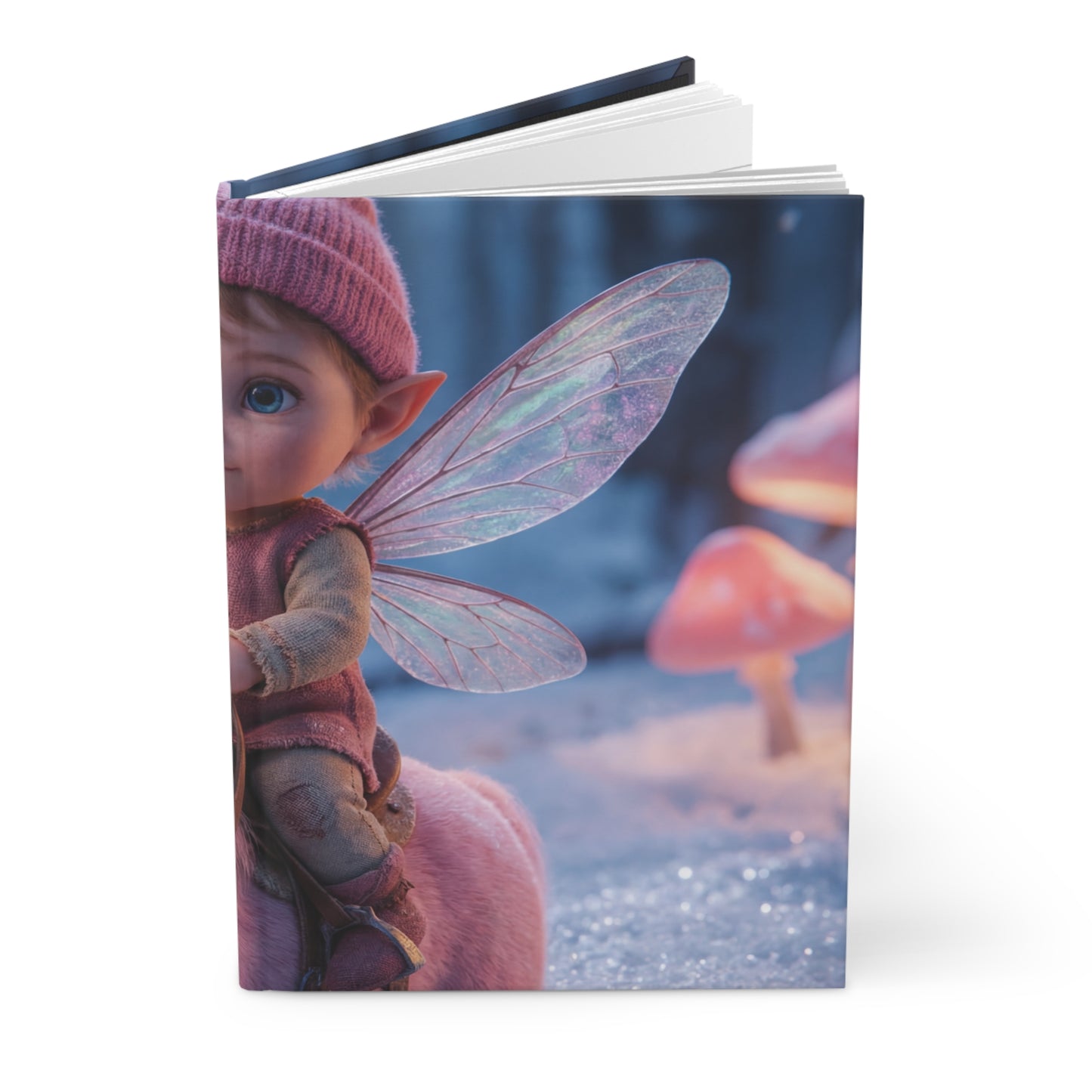 Fairy Rider on Pink Unicorn Hardcover Journal Matte – Snow-Moon Forest Adventure