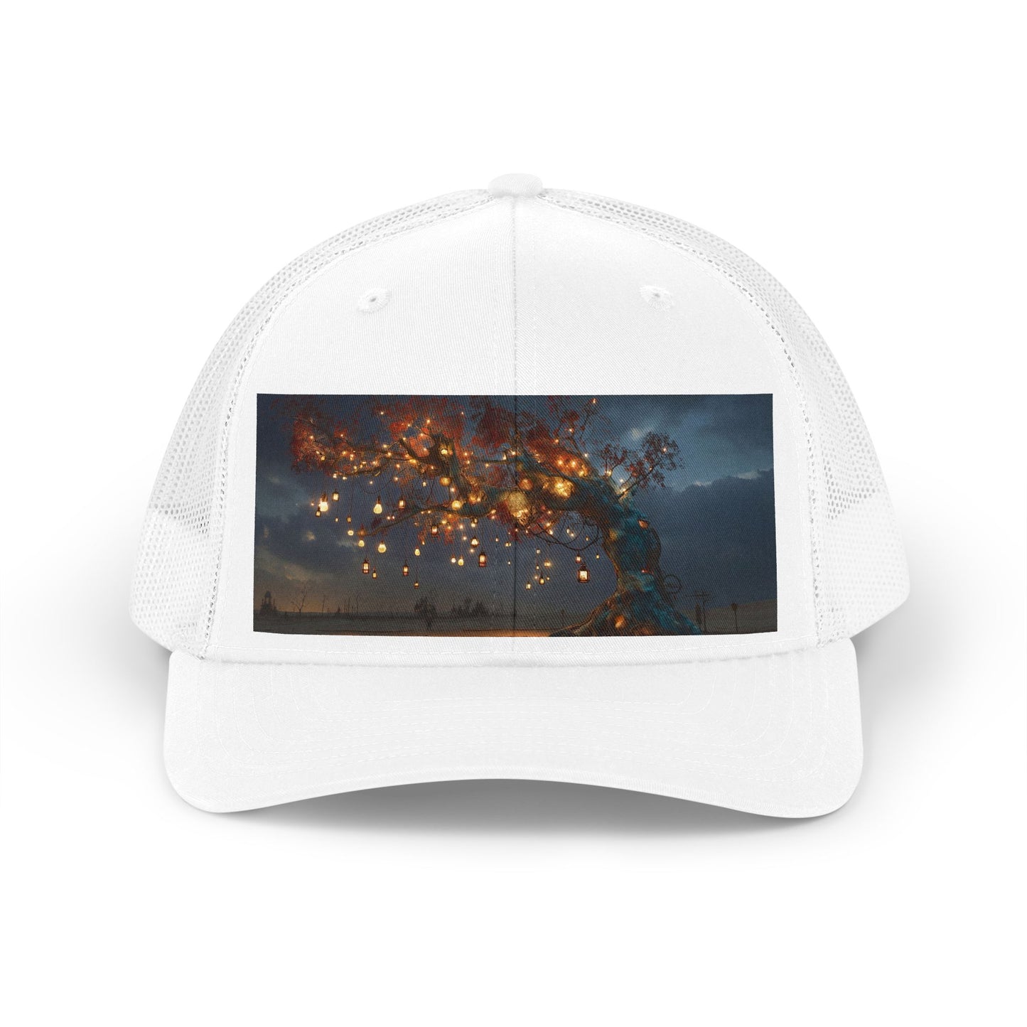 Lantern Tree Trucker Retro Hat – Blue Bark Nightlight Canopy