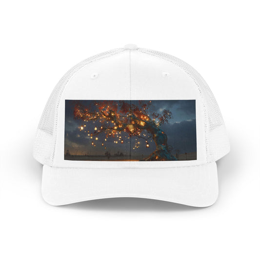 Lantern Tree Trucker Retro Hat – Blue Bark Nightlight Canopy