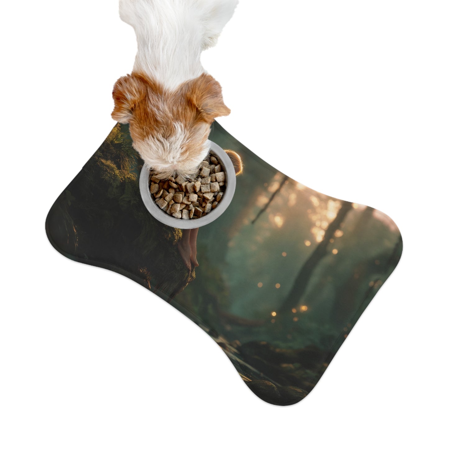 Mossy Stream Fairy Pet Feeding Mats – Golden Hour Forest Guardian