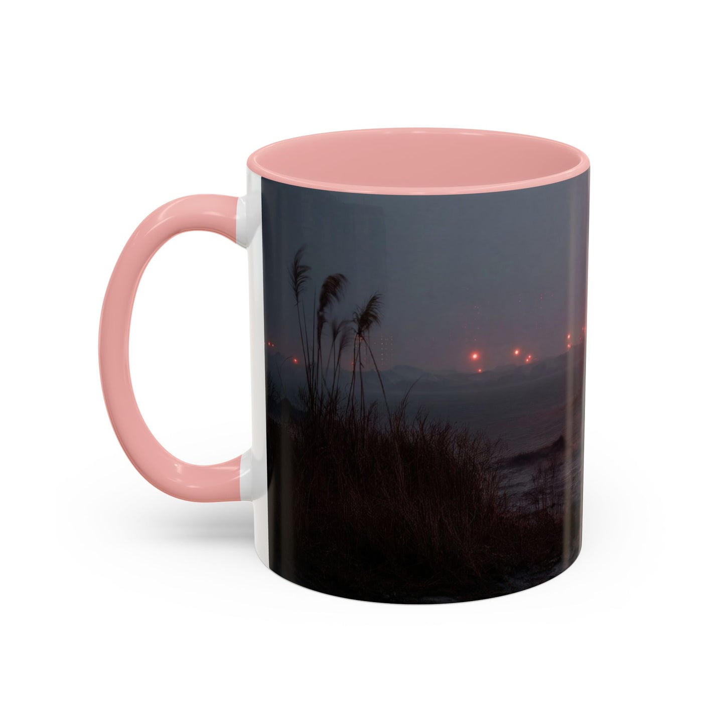 Crimson Circus Tent Accent Coffee Mug (11, 15oz) – Fog-Drenched Midnight Wonder